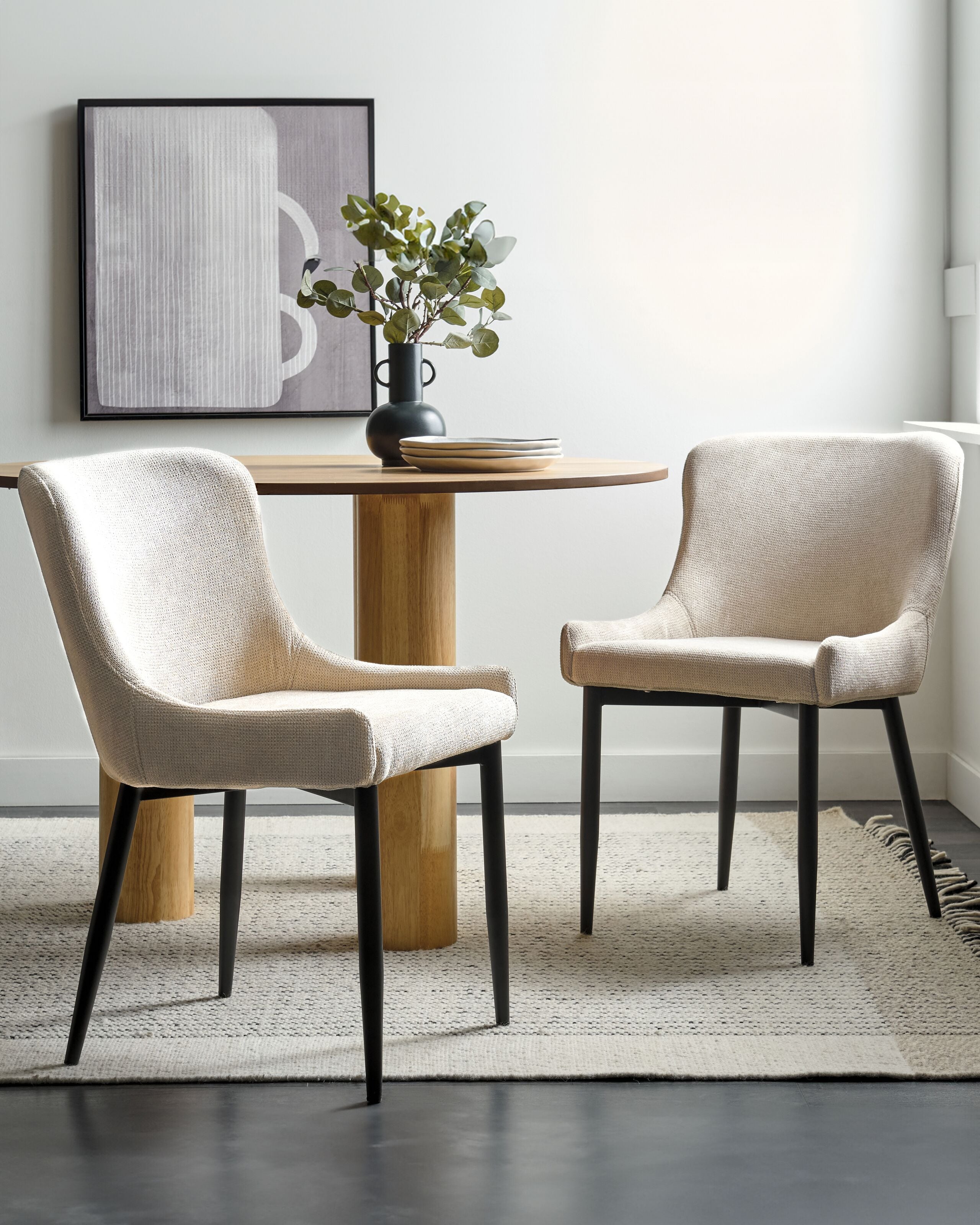 Scaun dining - Set of 2 dining chairs EVERLY Light Beige