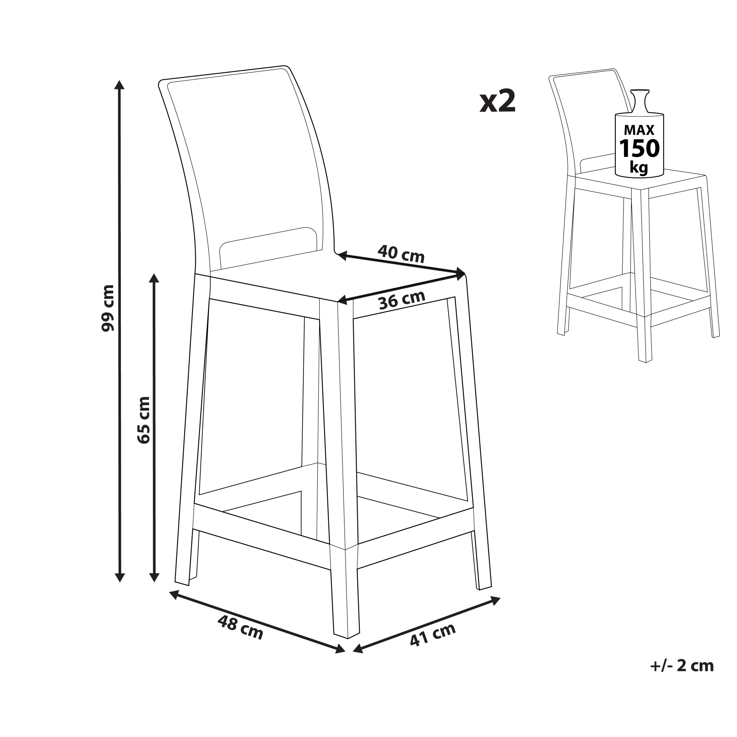 Set of 2 bar stools WELLINGTON White [3]