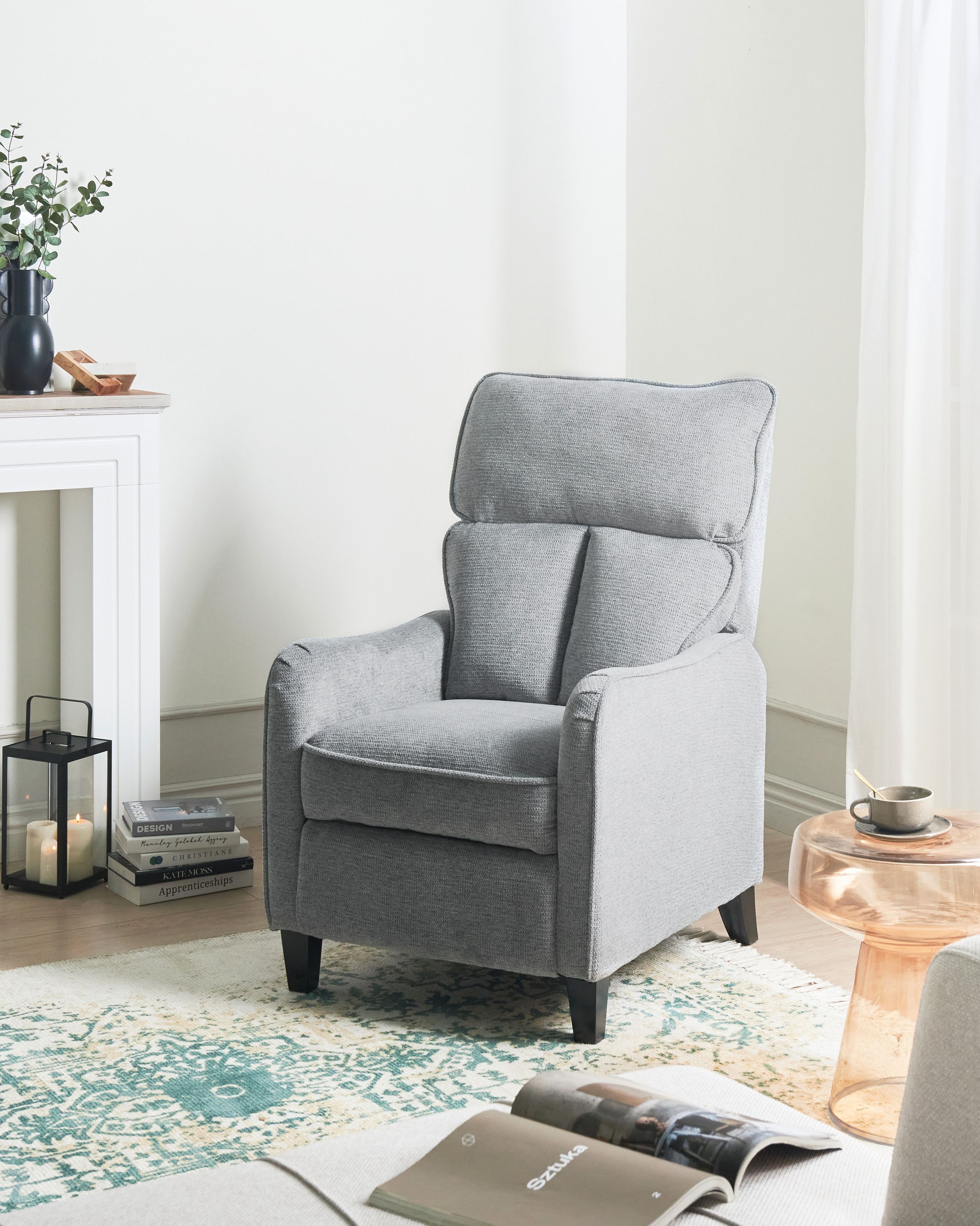 Scaun reclinabil - Fotoliu cu recliner ROYSTON Suport pentru picioare retractabil  Gri