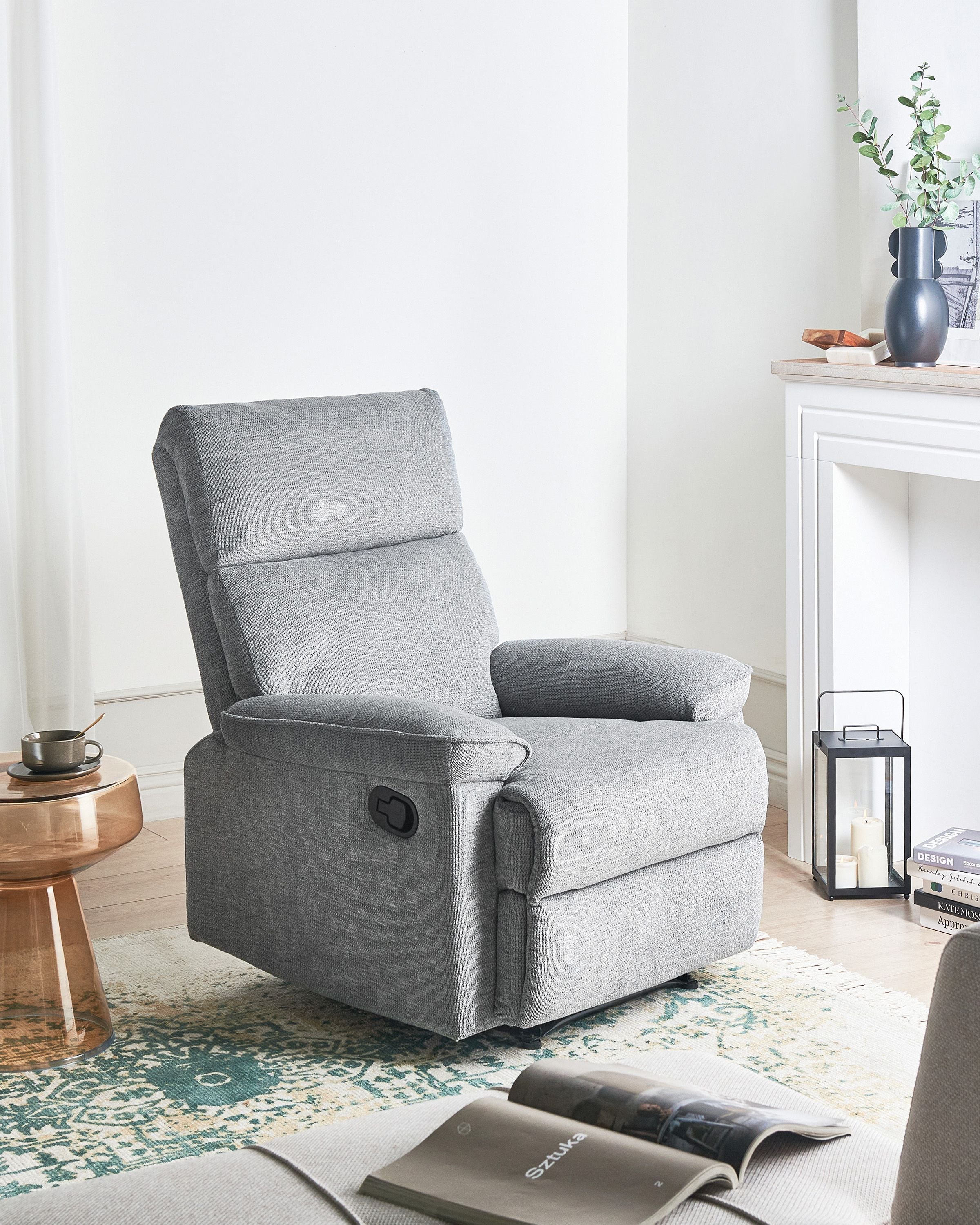 Recliner armchair EVERTON Retractable footrest Grey [1]