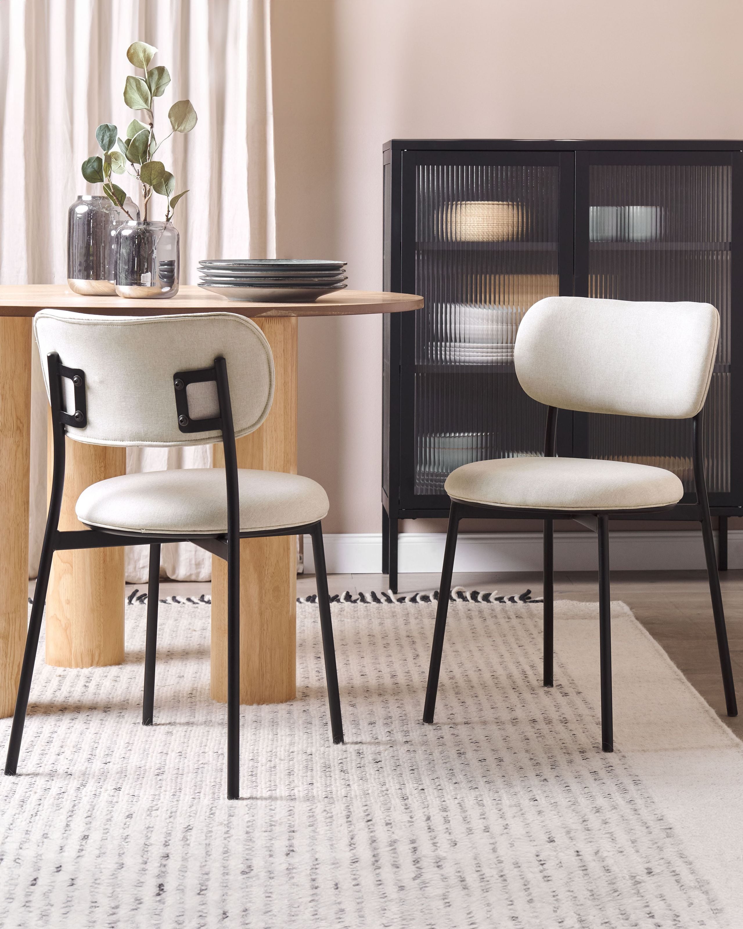 Scaun dining - Set of 2 dining chairs CASEY Light beige