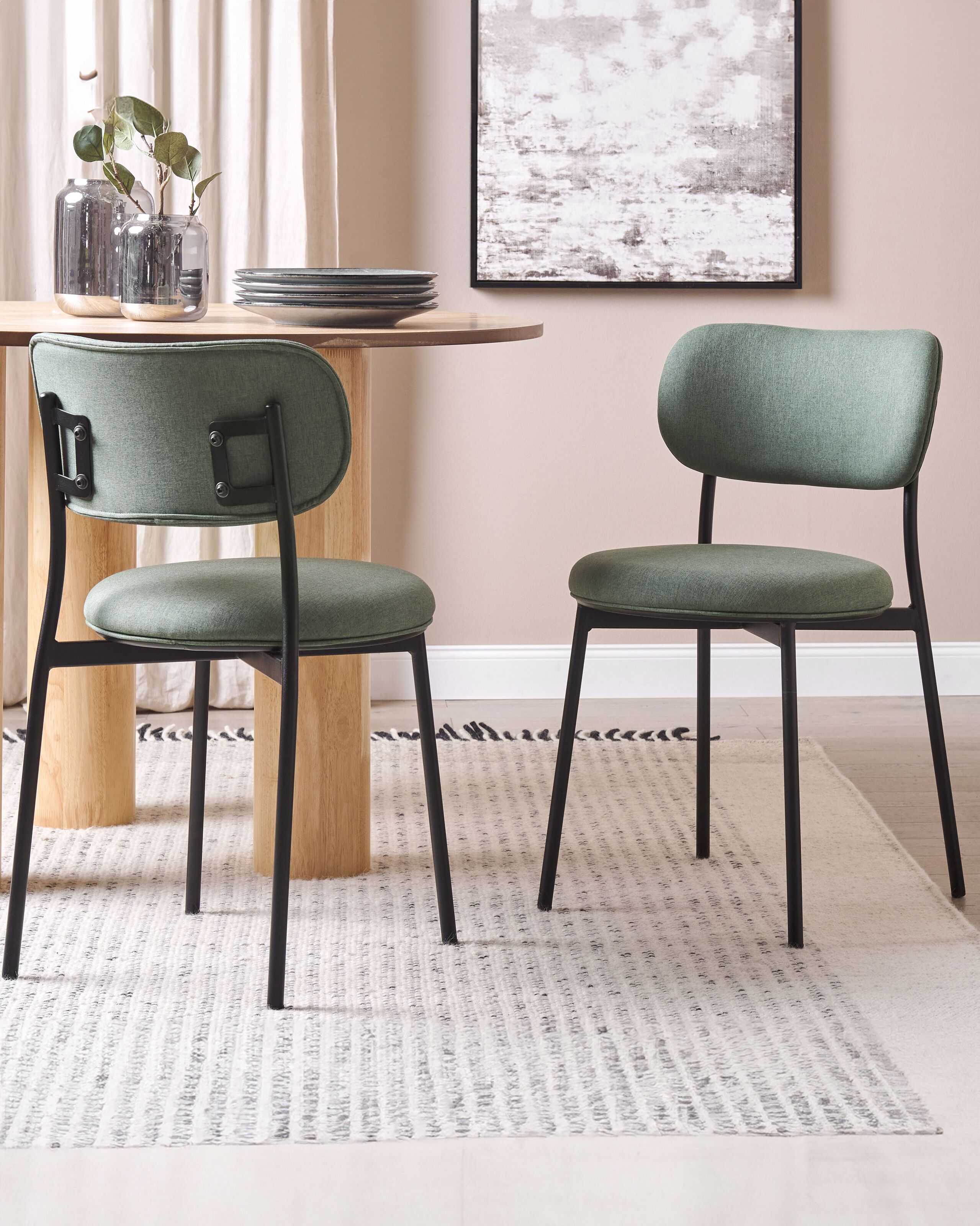 Scaun dining - Set of 2 dining chairs CASEY Dark Green