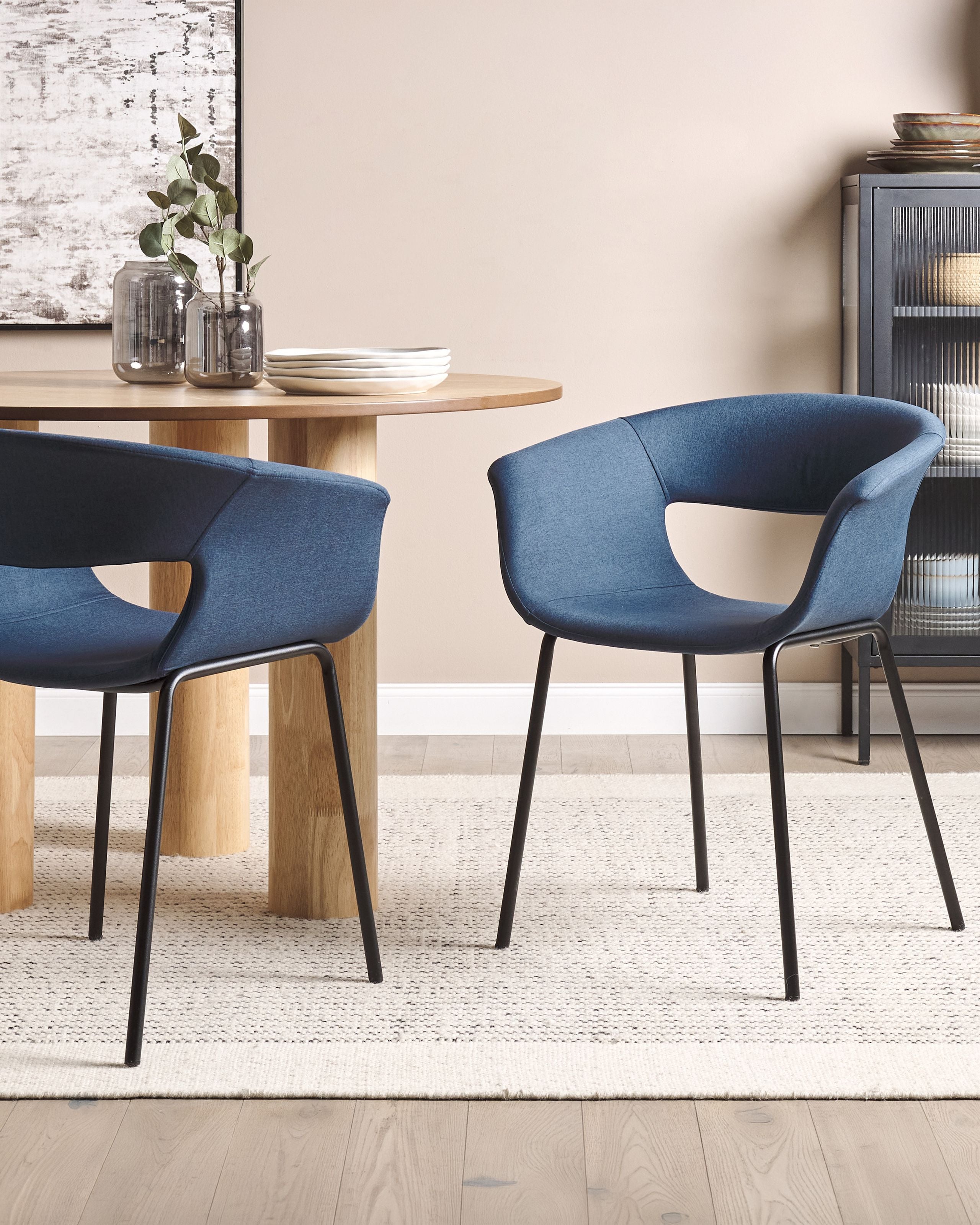 Scaun dining - Set de 2 scaune dining ELMA Albastru închis