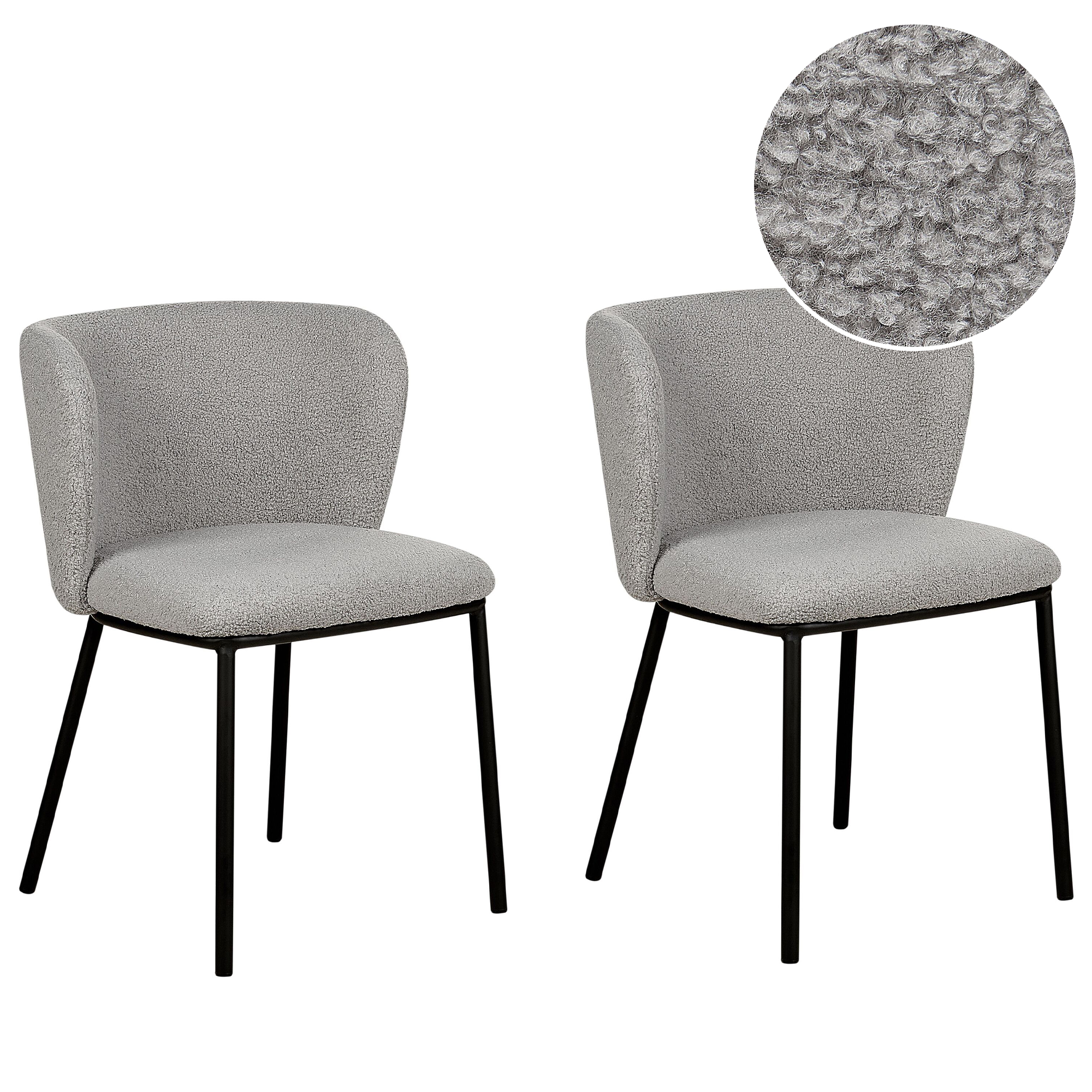 Set of 2 Dining Chairs MINA Boucle Grey [2]
