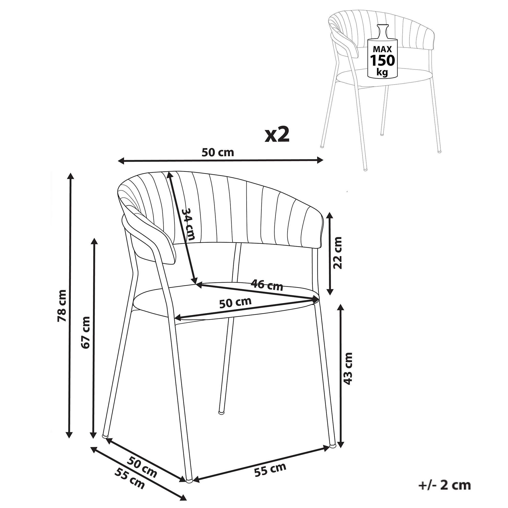 Set de 2 scaune dining MARIPOSA Boucle Gri [3]