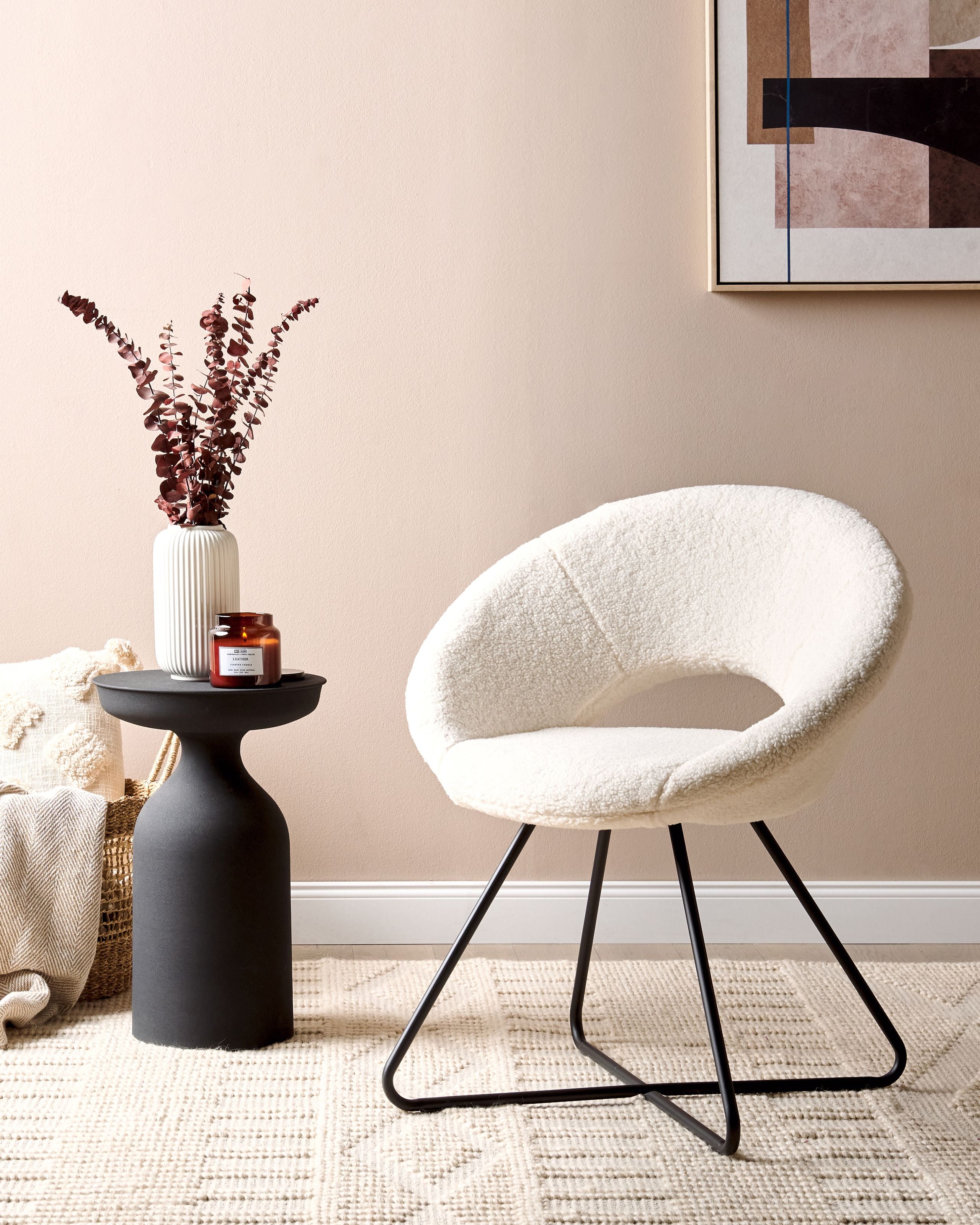 Scaun dining - Scaun dining RACHEL Boucle Alb