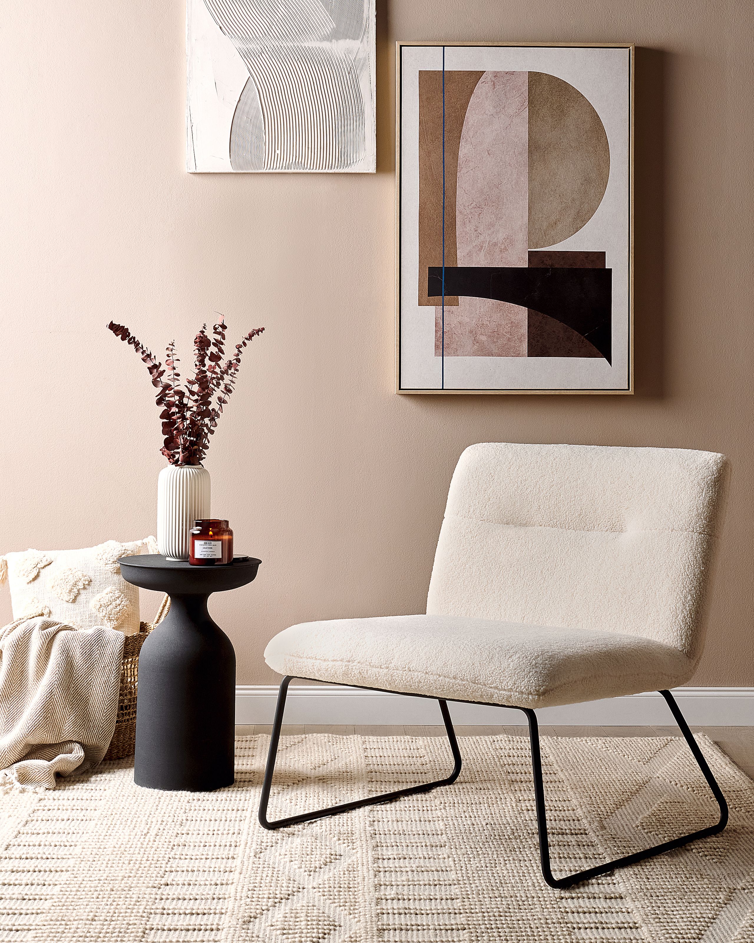 Fotoliu - Fotoliu COTULLA Boucle Alb