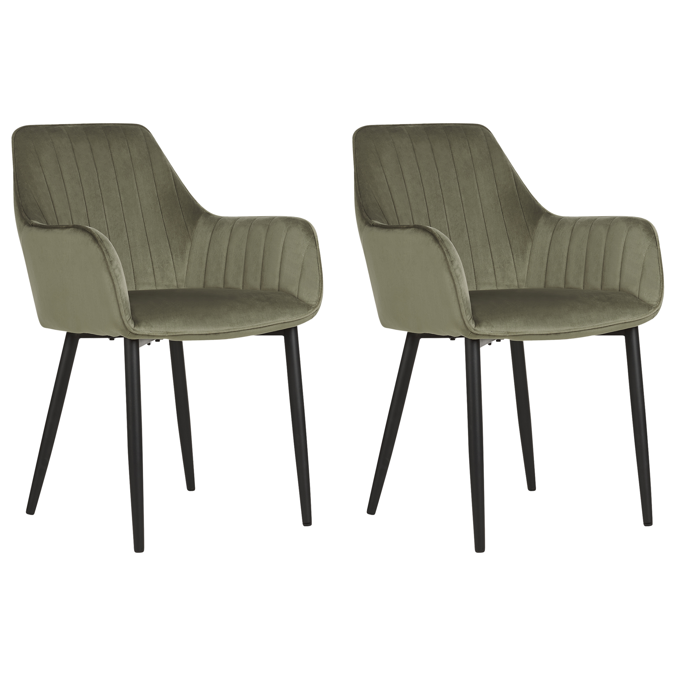 Set of 2 dining chairs WELLSTON Velvet Olive Green [2]