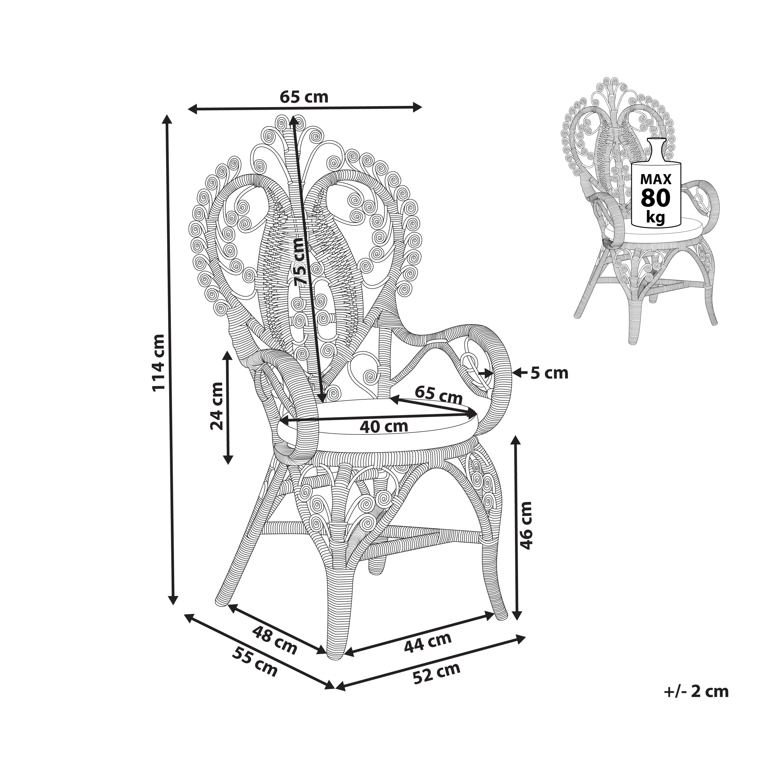 Scaun tip păun CARRARA Ratan Natural [2]