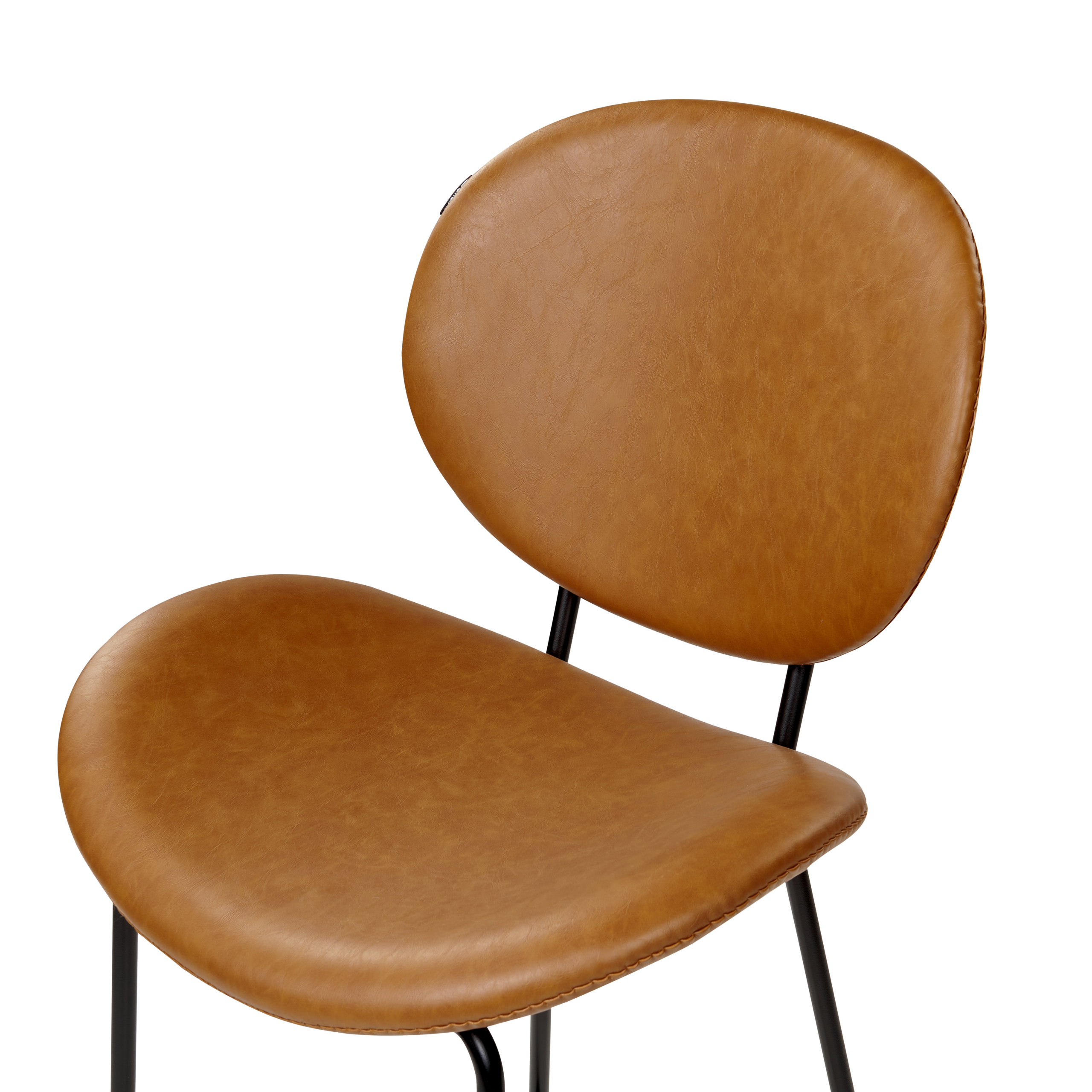 Set of 2 Bar Chairs LUANA Eco Leather Golden Brown [7]