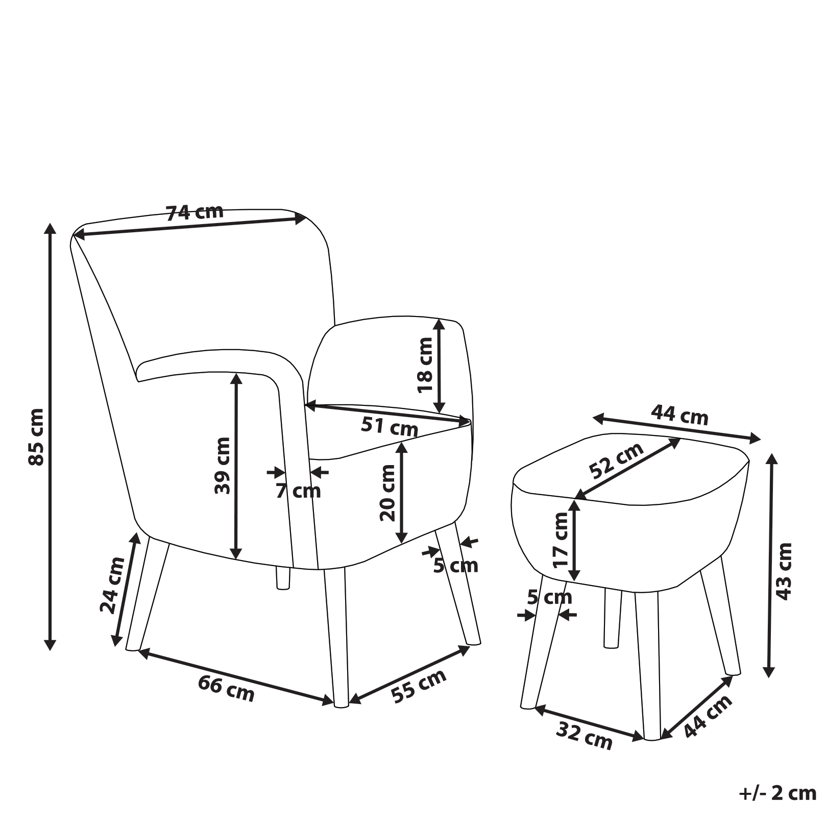 Fotoliu TUMBA cu taburet Boucle Alb [3]