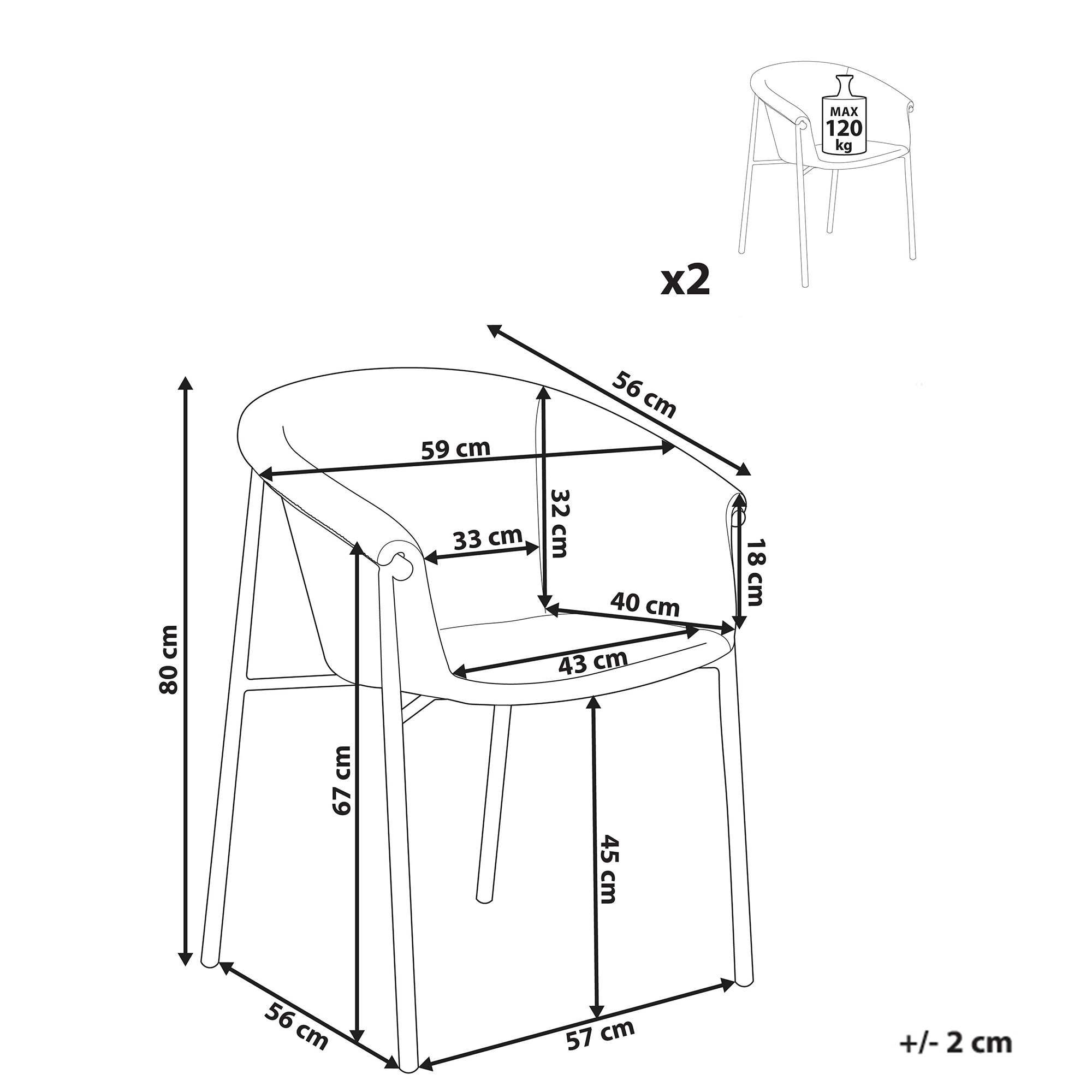 Set de 2 scaune dining AMES Boucle Alb-murdar [3]