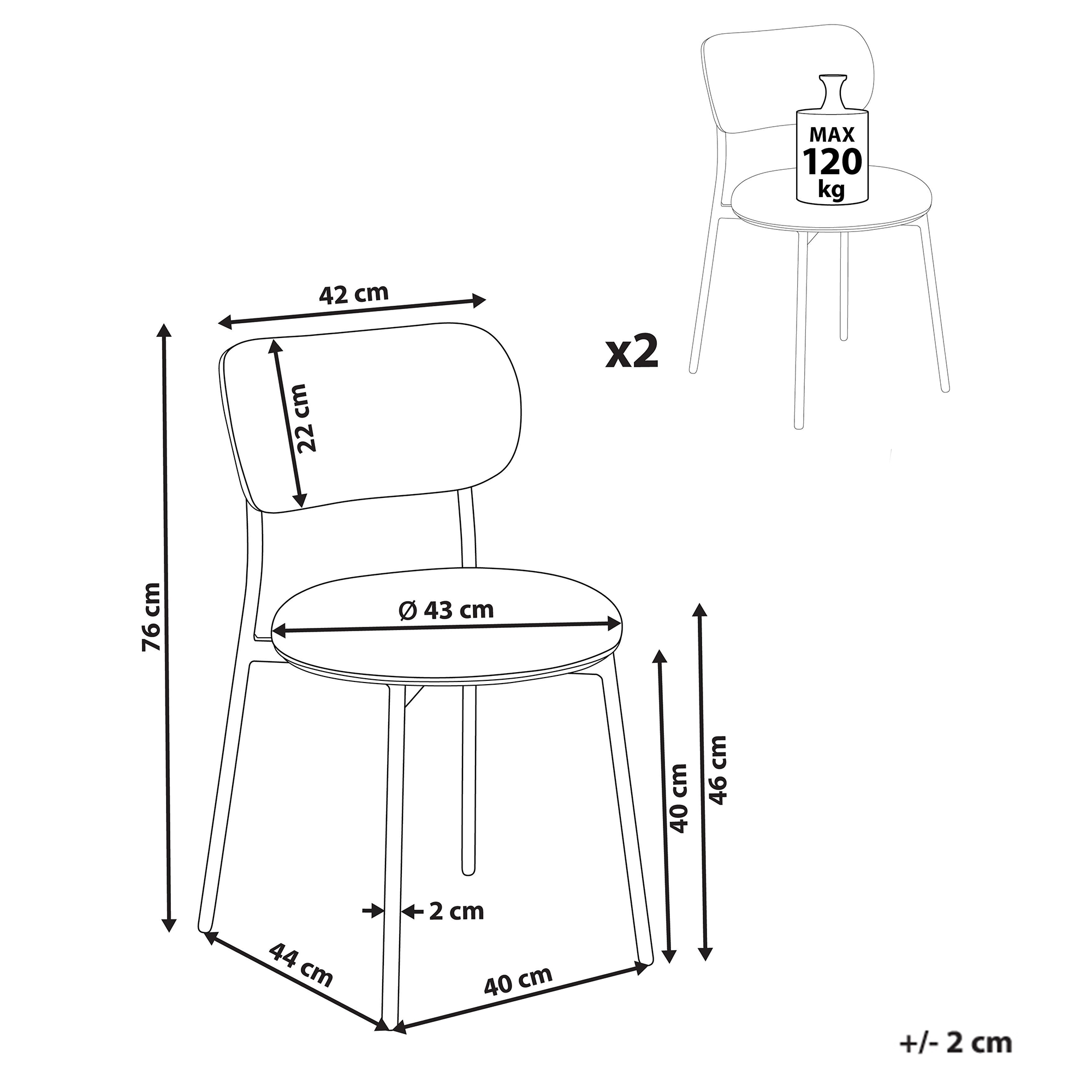 Set of 2 dining chairs CASEY Boucle Off-white [3]