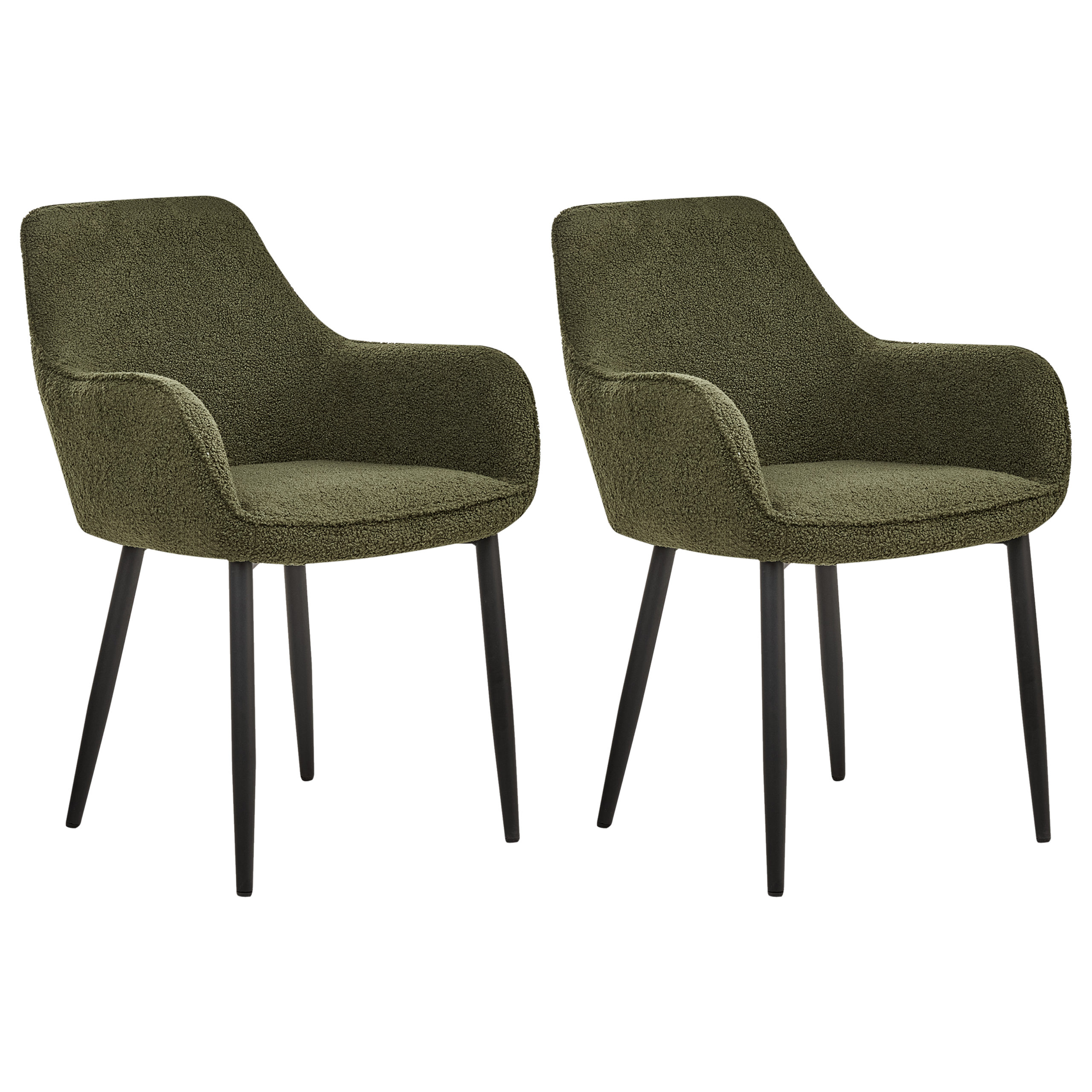Set of 2 Dining Chairs ALDEN Boucle Dark Green [4]