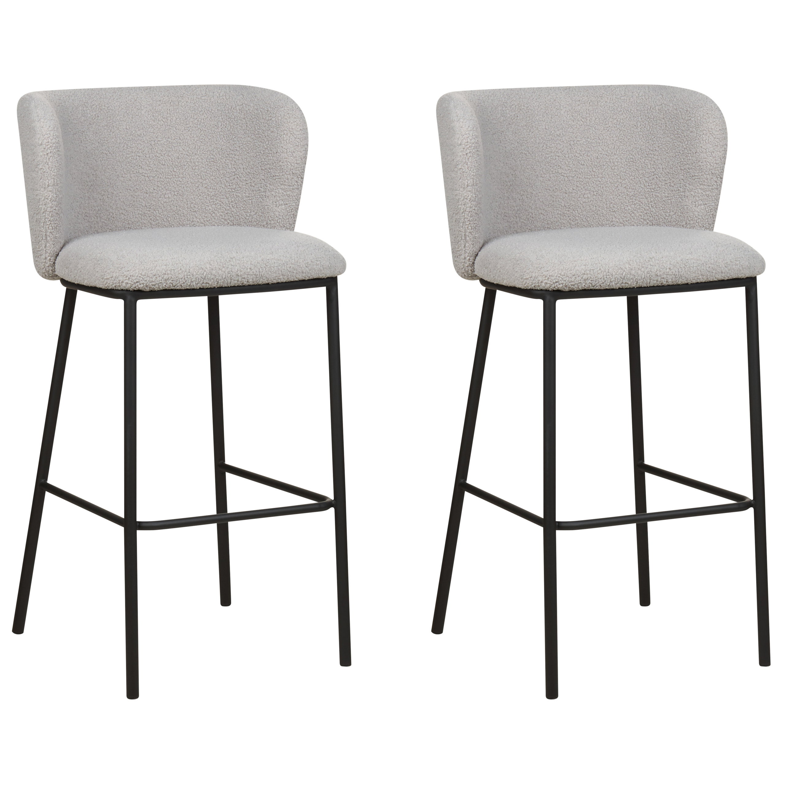 Set of 2 MINA Bar Stools Boucle Light Grey [4]