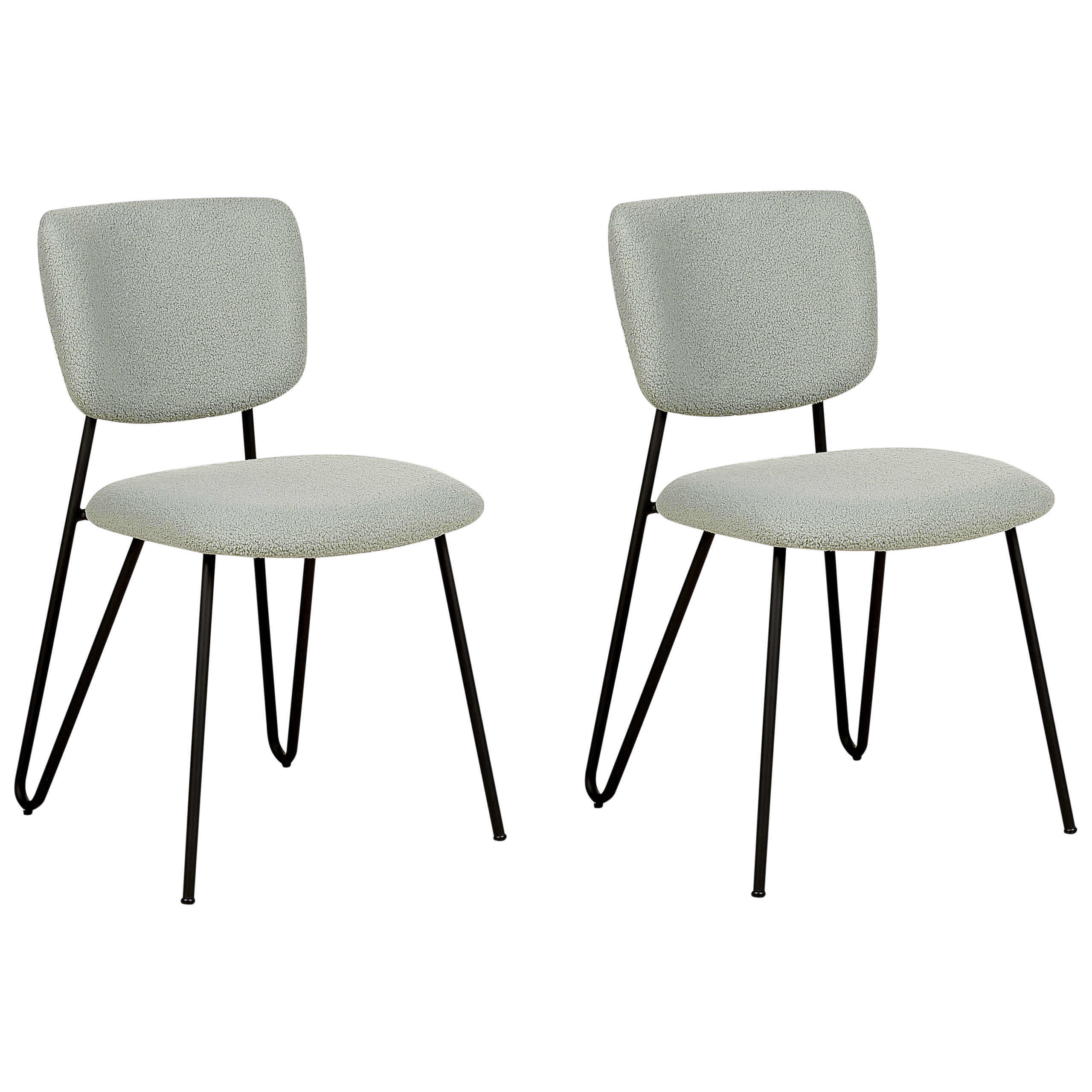 Set of 2 Dining Chairs NELKO Boucle Light Green [3]