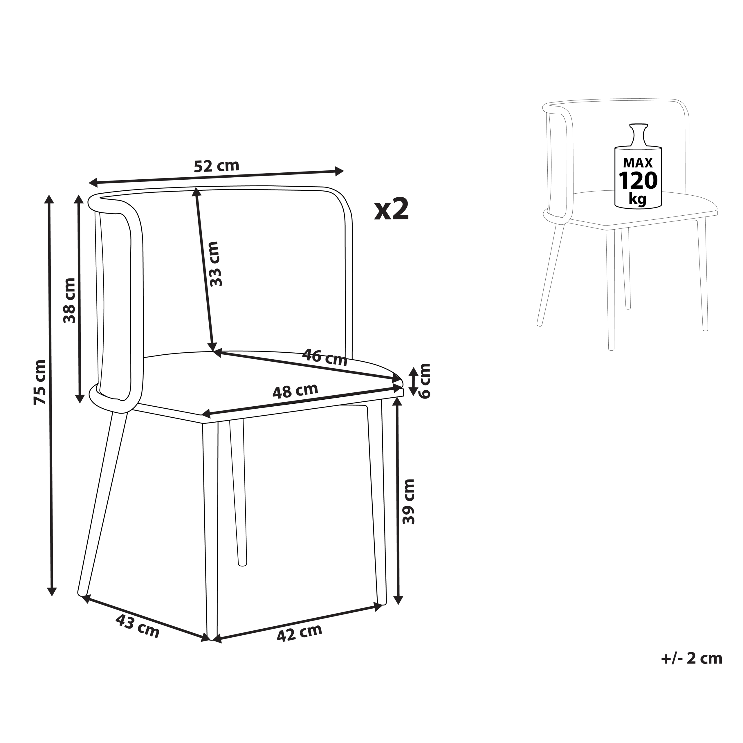 Set of 2 dining chairs KOBUK Metal Black [3]