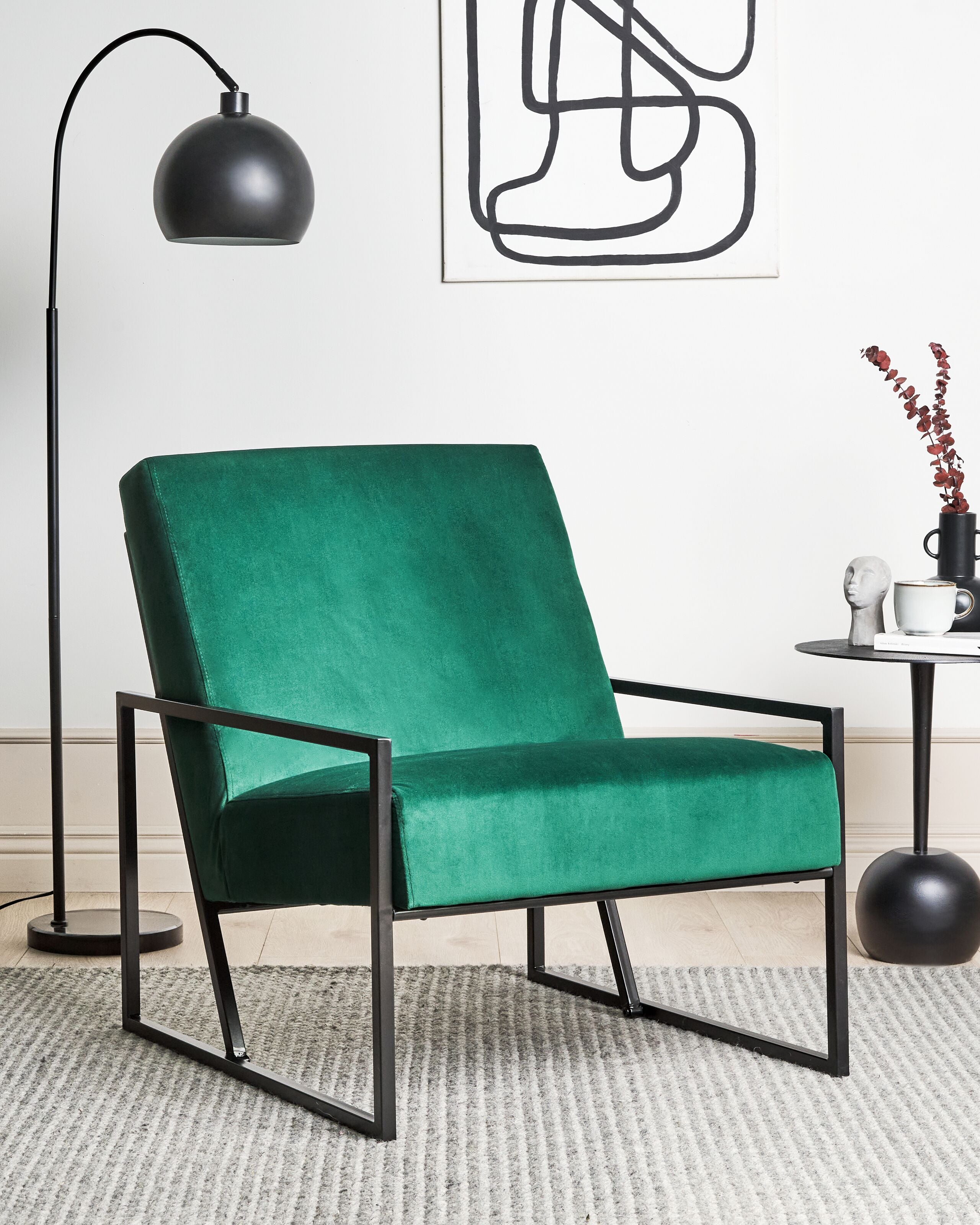 Armchairs - DELARY Armchair Green Velvet Emerald