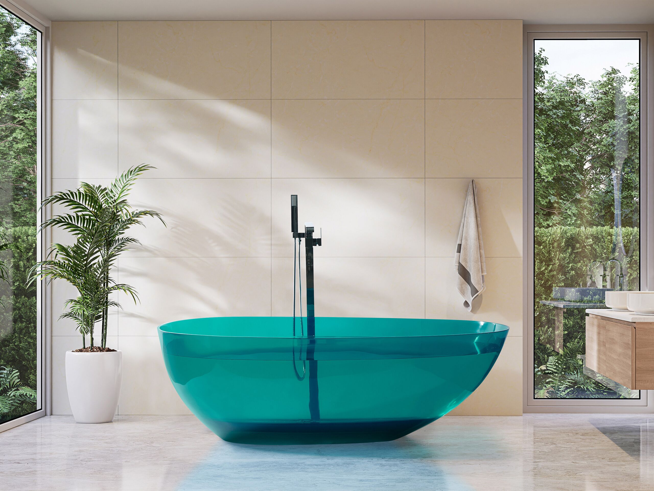 Cazi de baie - BLANCARENA freestanding bathtub 170 x 78 cm Greenish blue