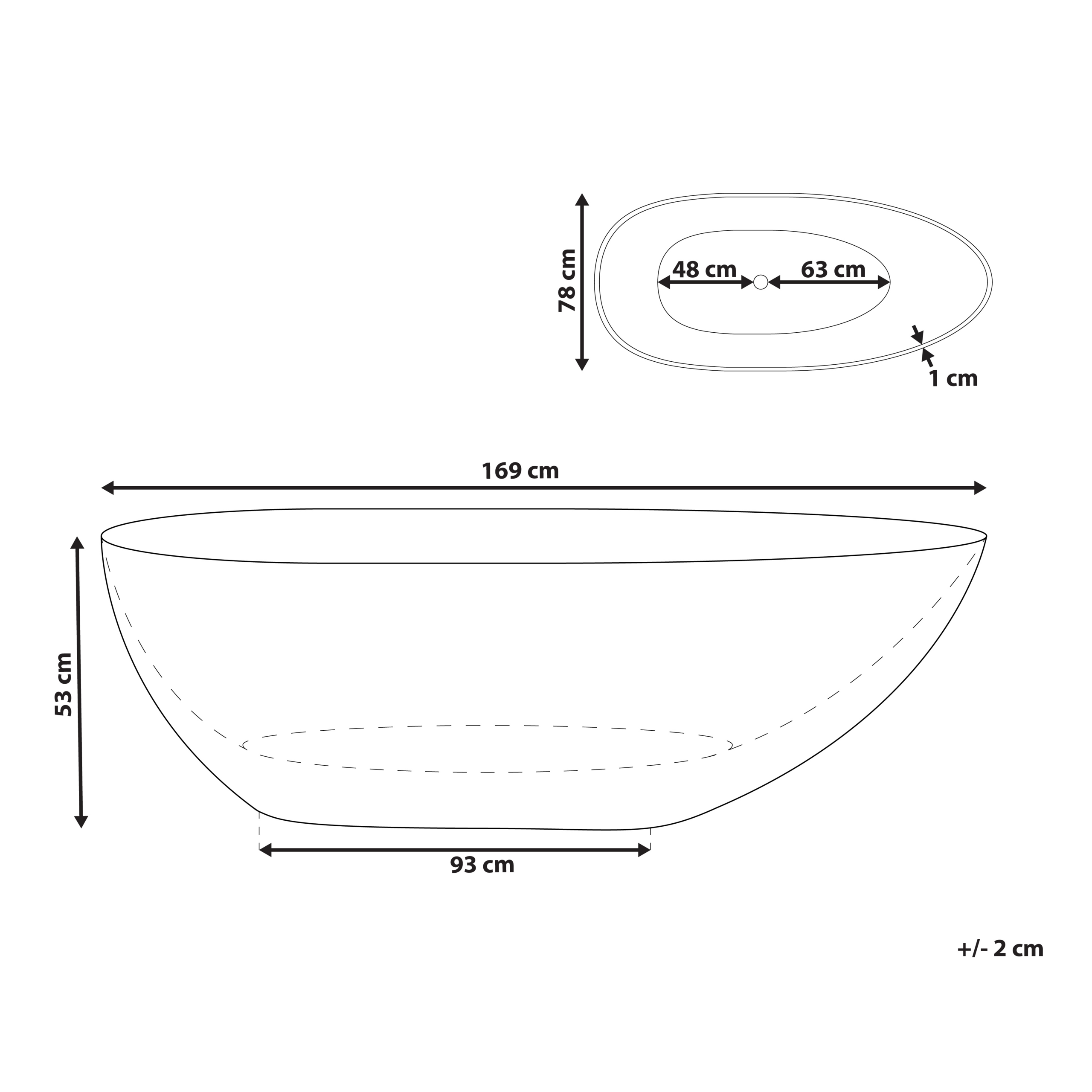 BLANCARENA freestanding bathtub 170 x 78 cm Greenish blue [3]