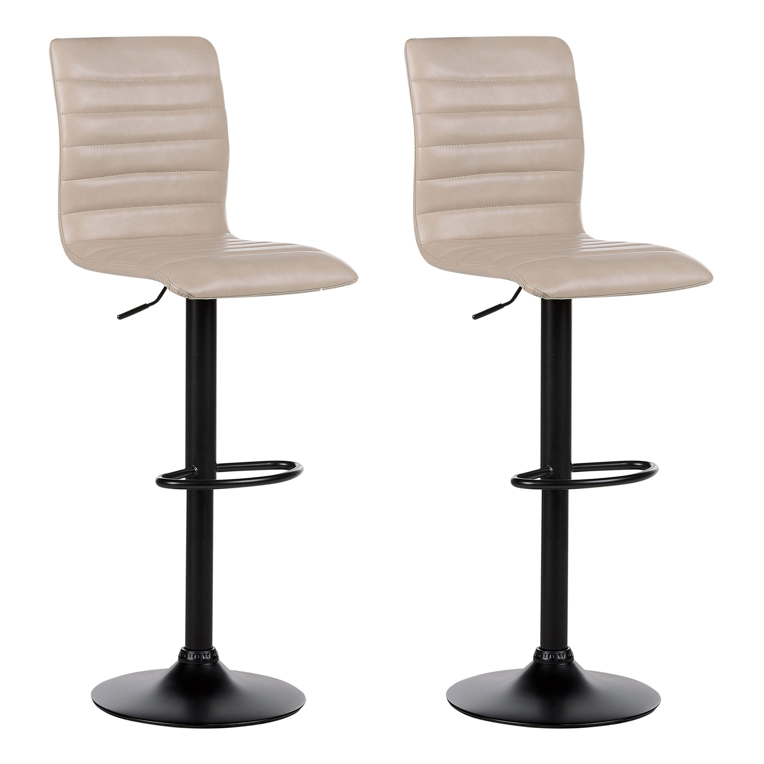 Set of 2 bar stools LUCERNE Eco-leather Swivel Light beige [2]
