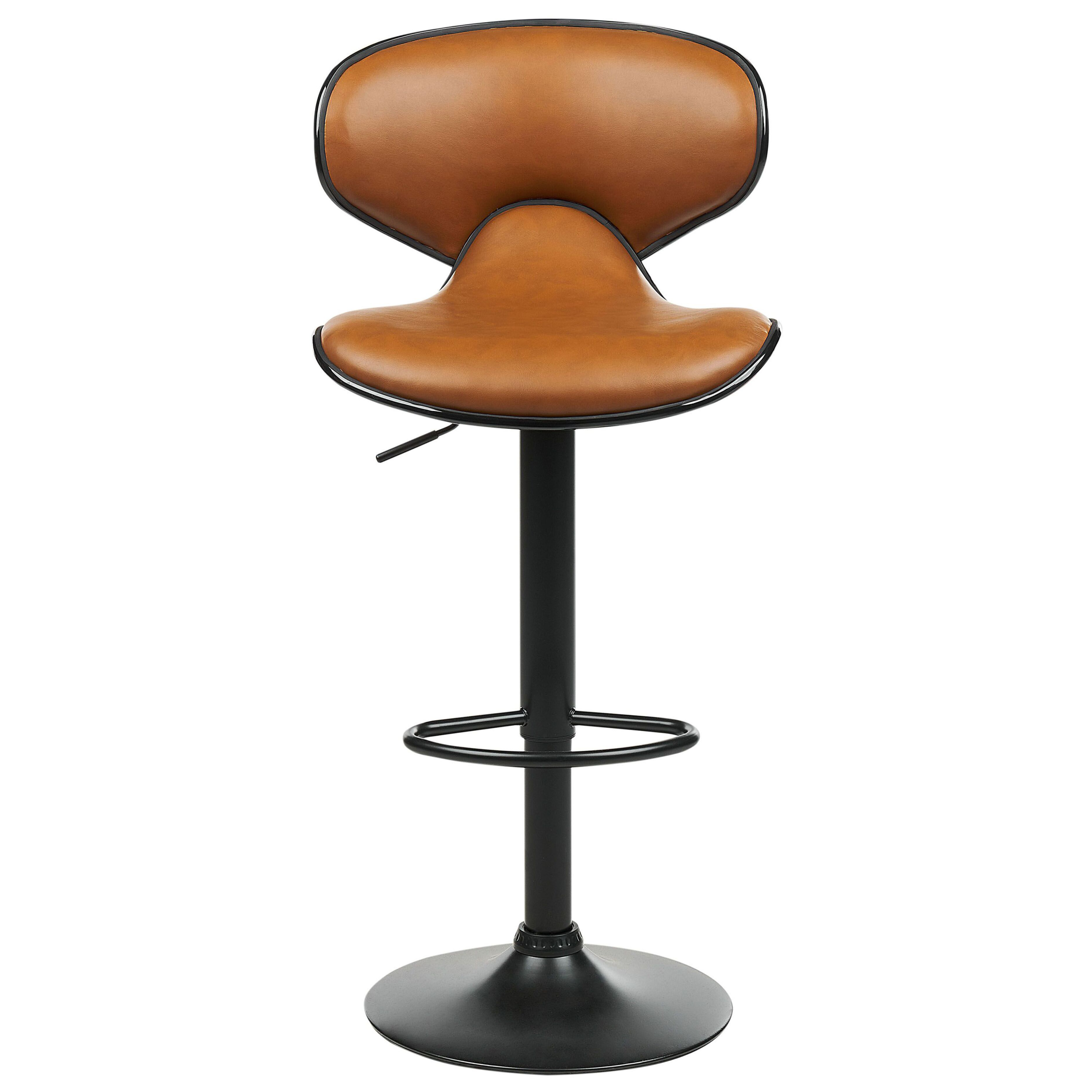 Set de 2 scaune de bar CONWAY Piele ecologică Pivotant Maro auriu [5]