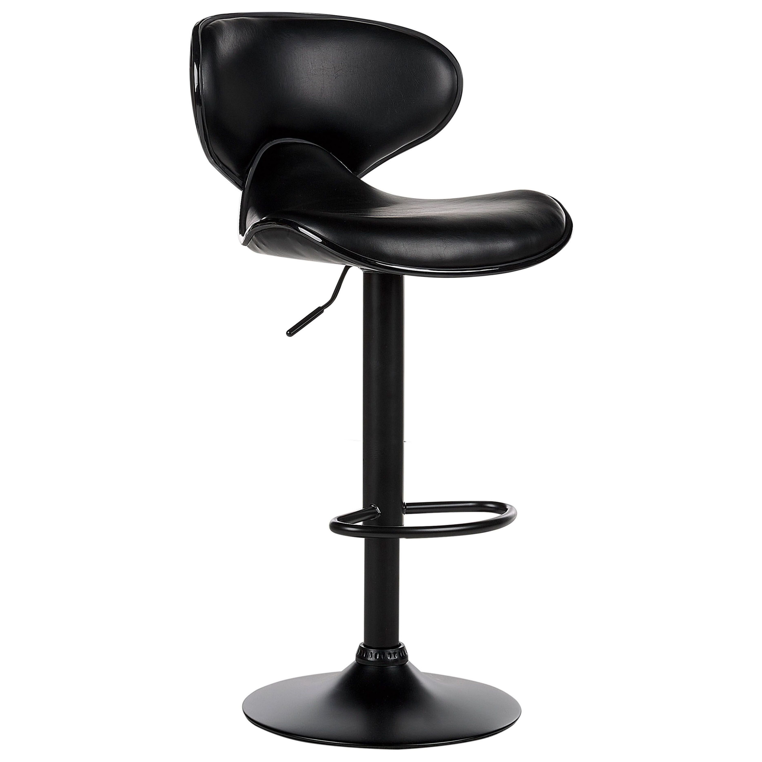 Set de 2 scaune de bar CONWAY Piele ecologică Pivotant Negru [4]