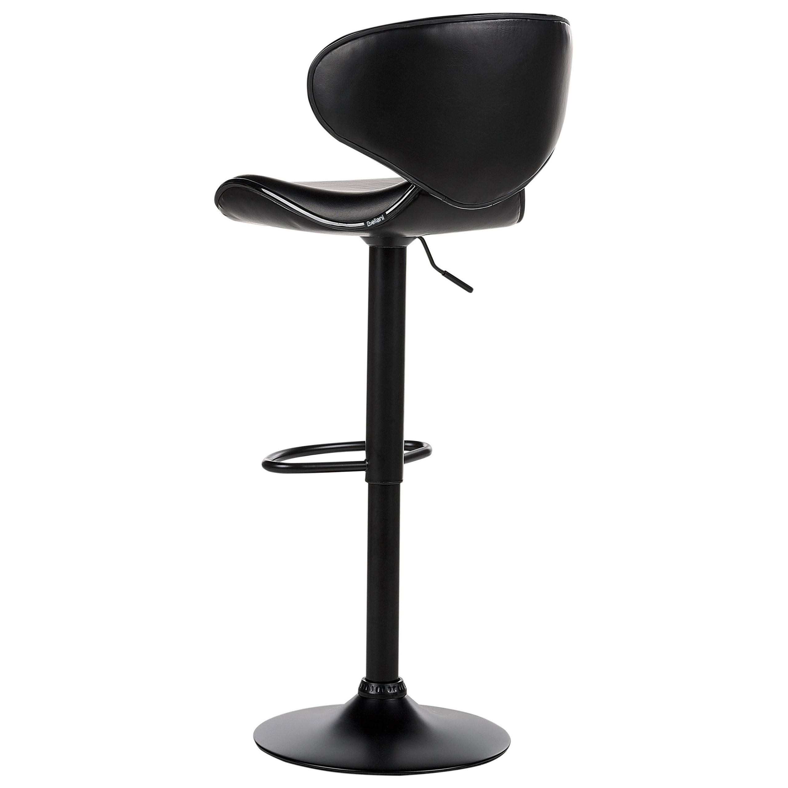 Set de 2 scaune de bar CONWAY Piele ecologică Pivotant Negru [6]