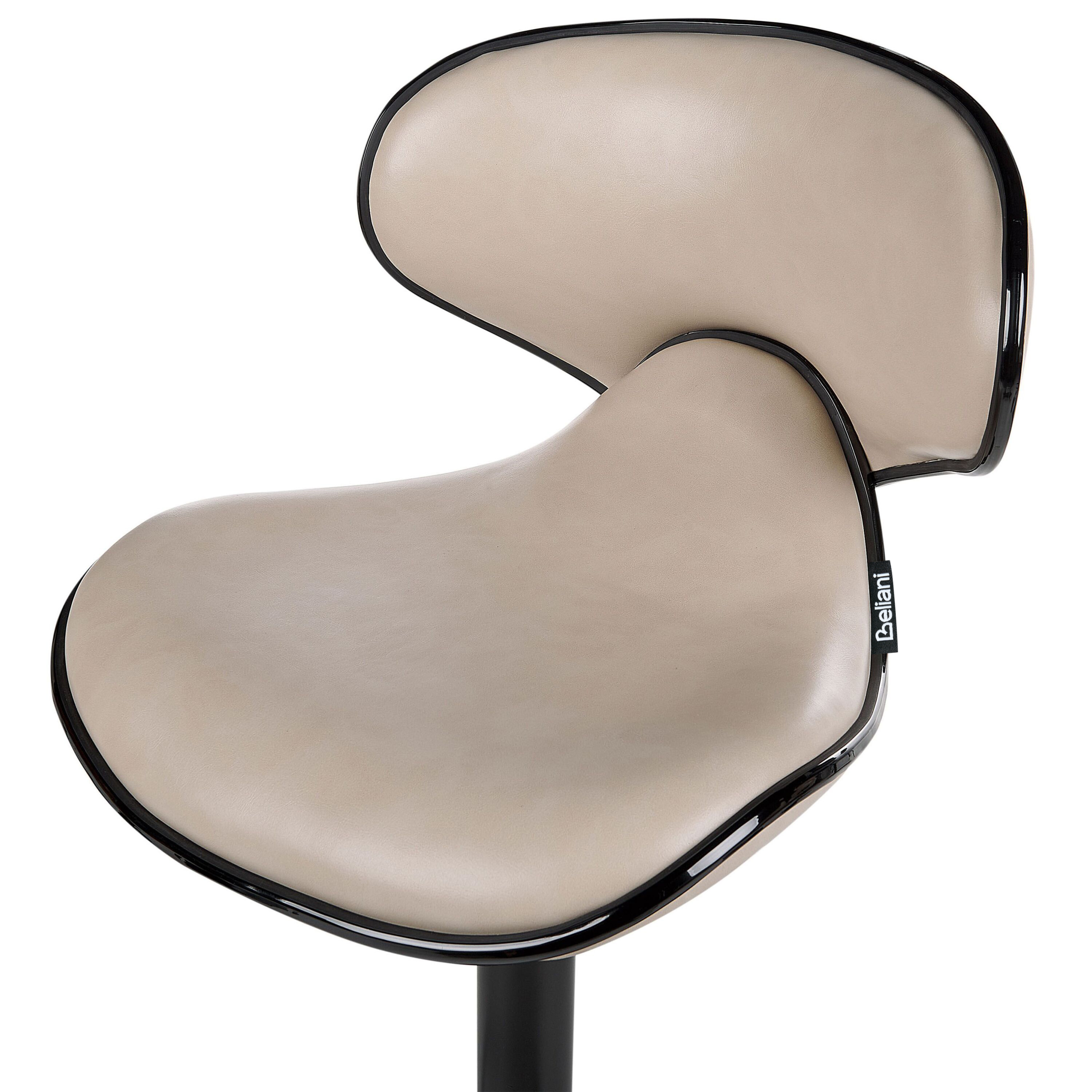 Set de 2 scaune de bar CONWAY Piele ecologică Pivotant Bej deschis [7]