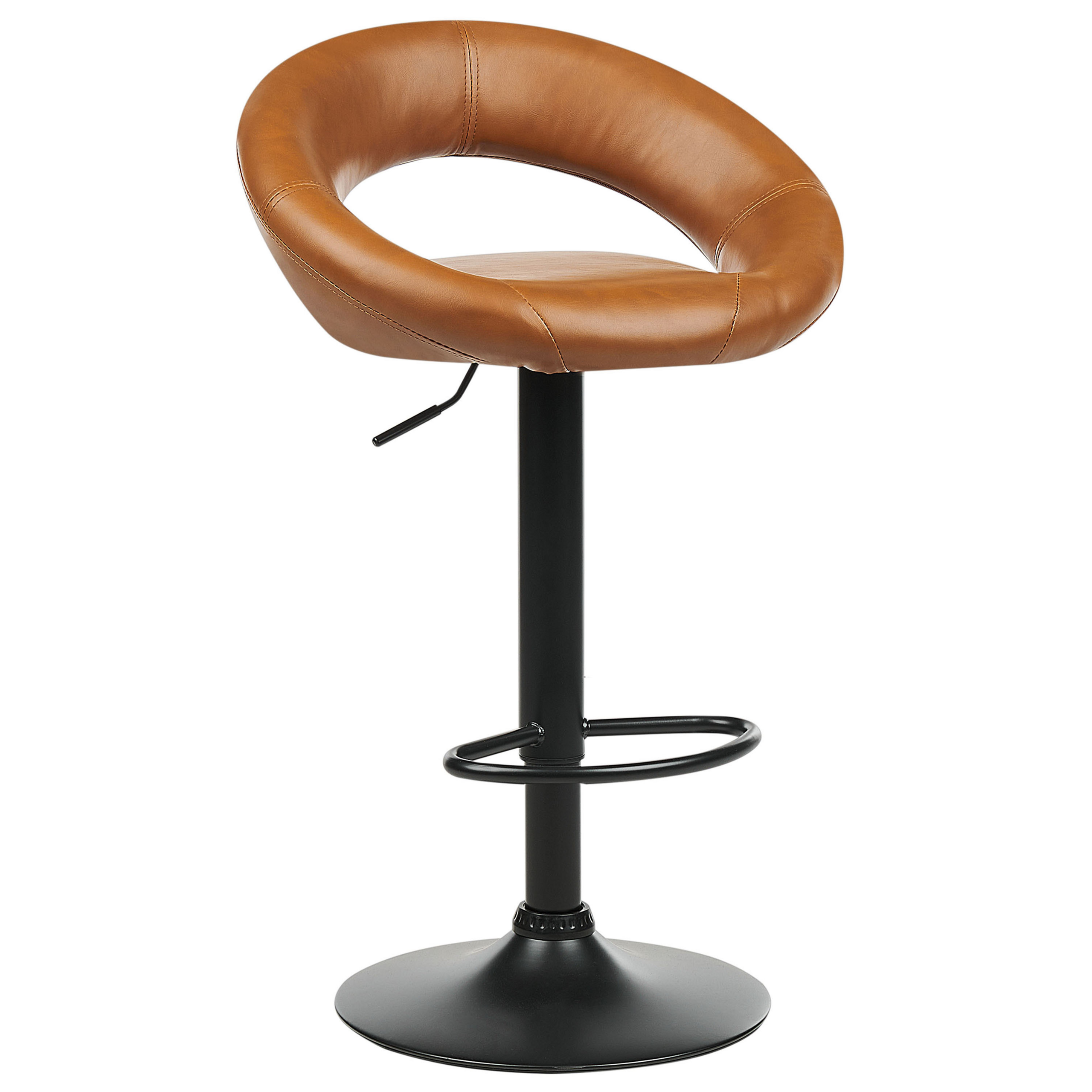 Set de 2 scaune de bar PEORIA Piele ecologică Pivotant Maro auriu [4]