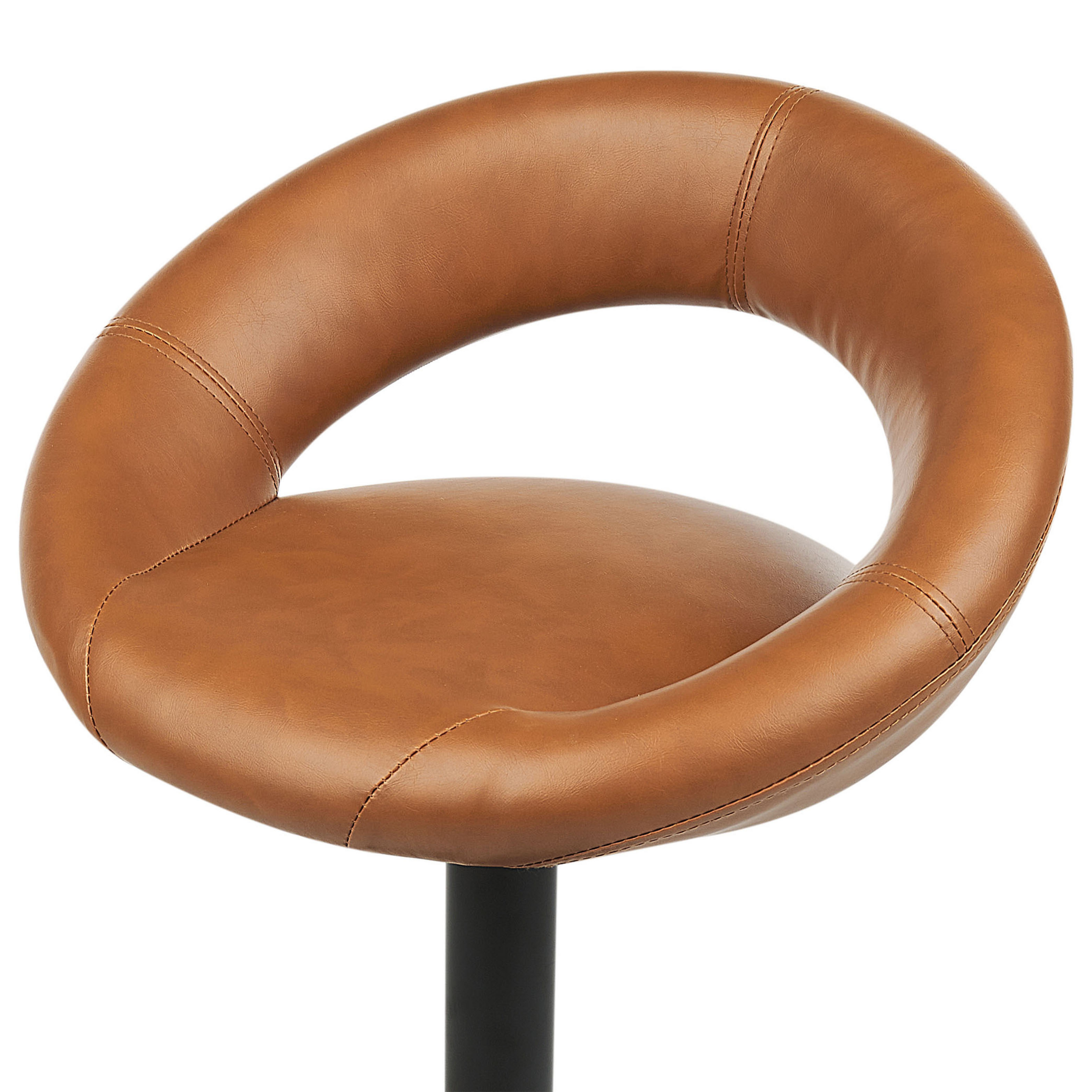 Set de 2 scaune de bar PEORIA Piele ecologică Pivotant Maro auriu [7]