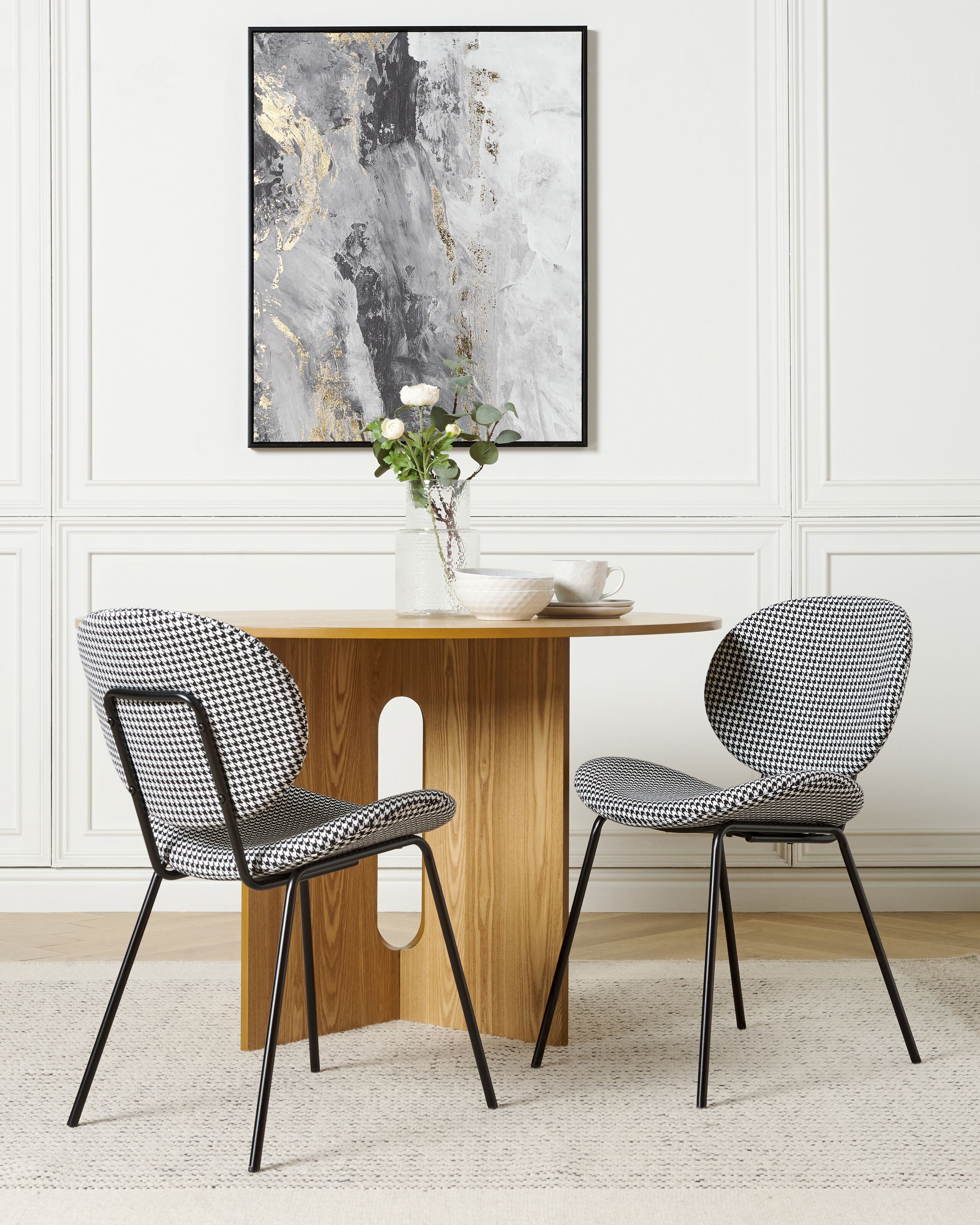 Scaun dining - Set of 2 dining chairs LUANA Black/White