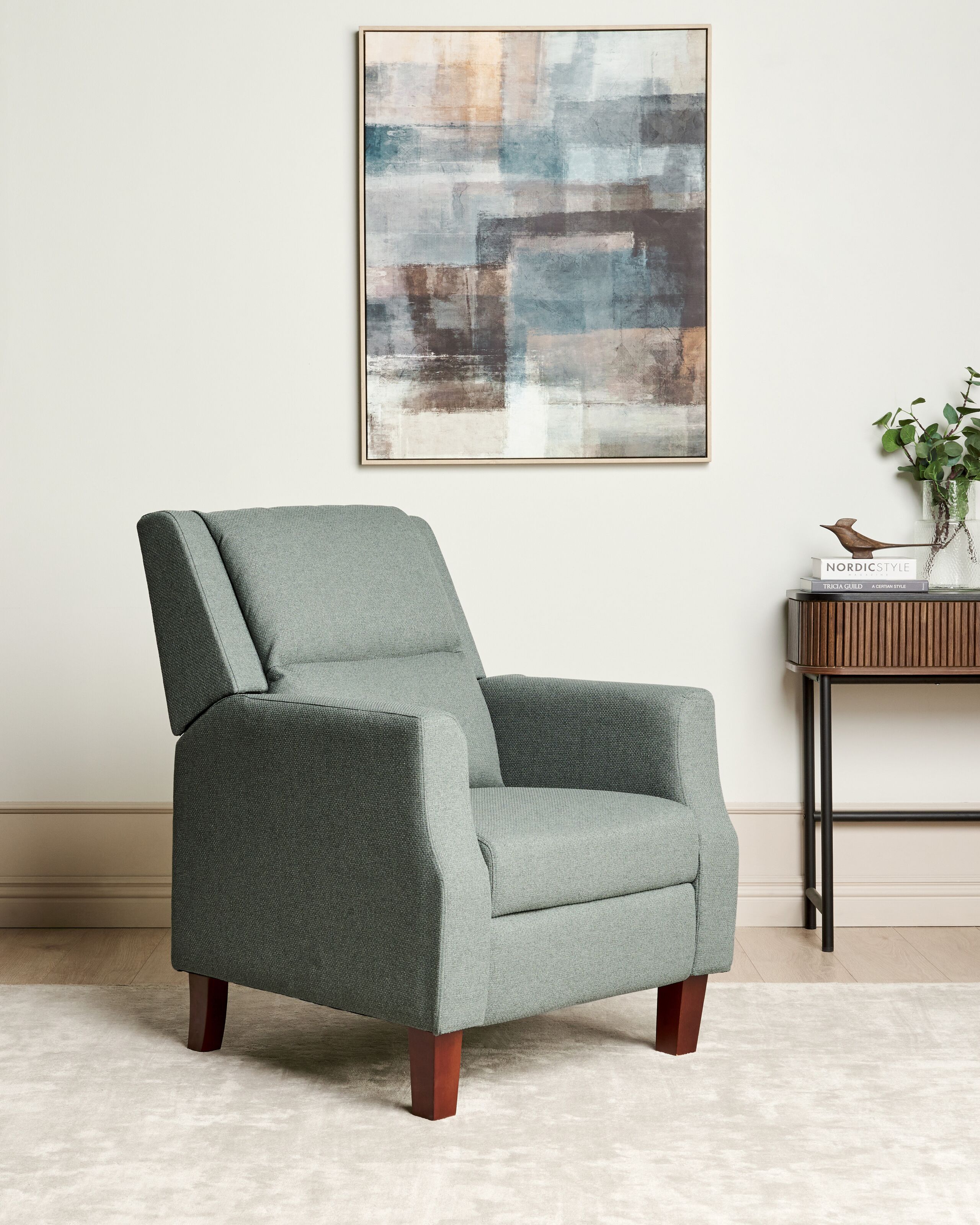 Scaun reclinabil - Fotoliu cu recliner EGERSUND Suport pentru picioare retractabil  Verde deschis