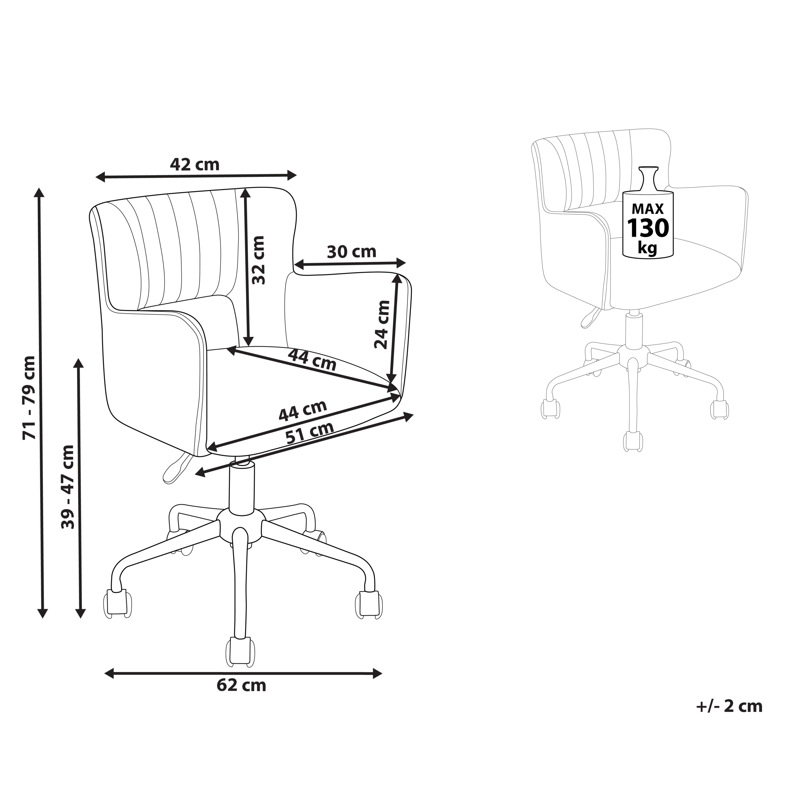 SANILAC Boucle Office Chair Off-White [3]