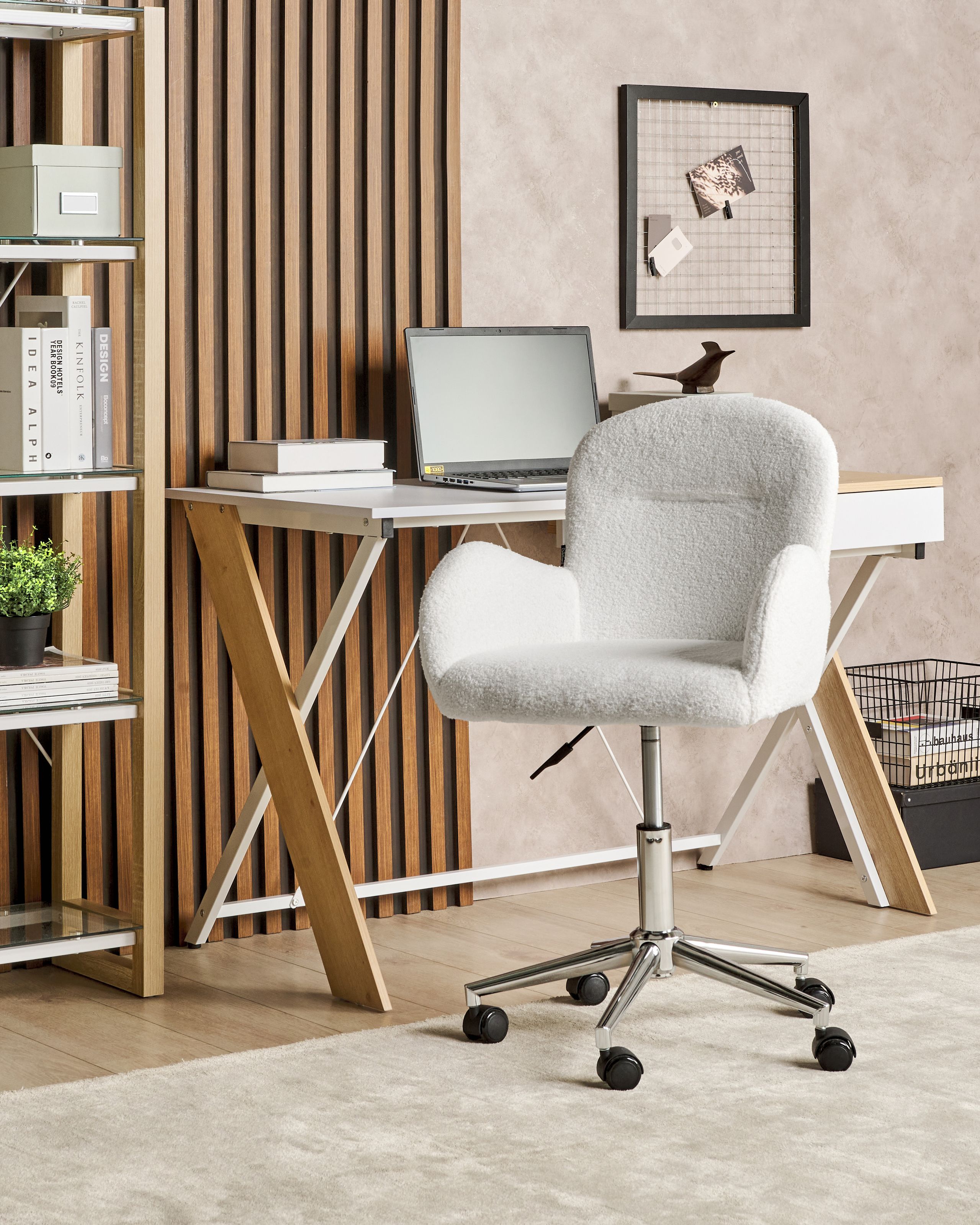 Scaun de birou - Office chair PRIDDY Boucle Off-white