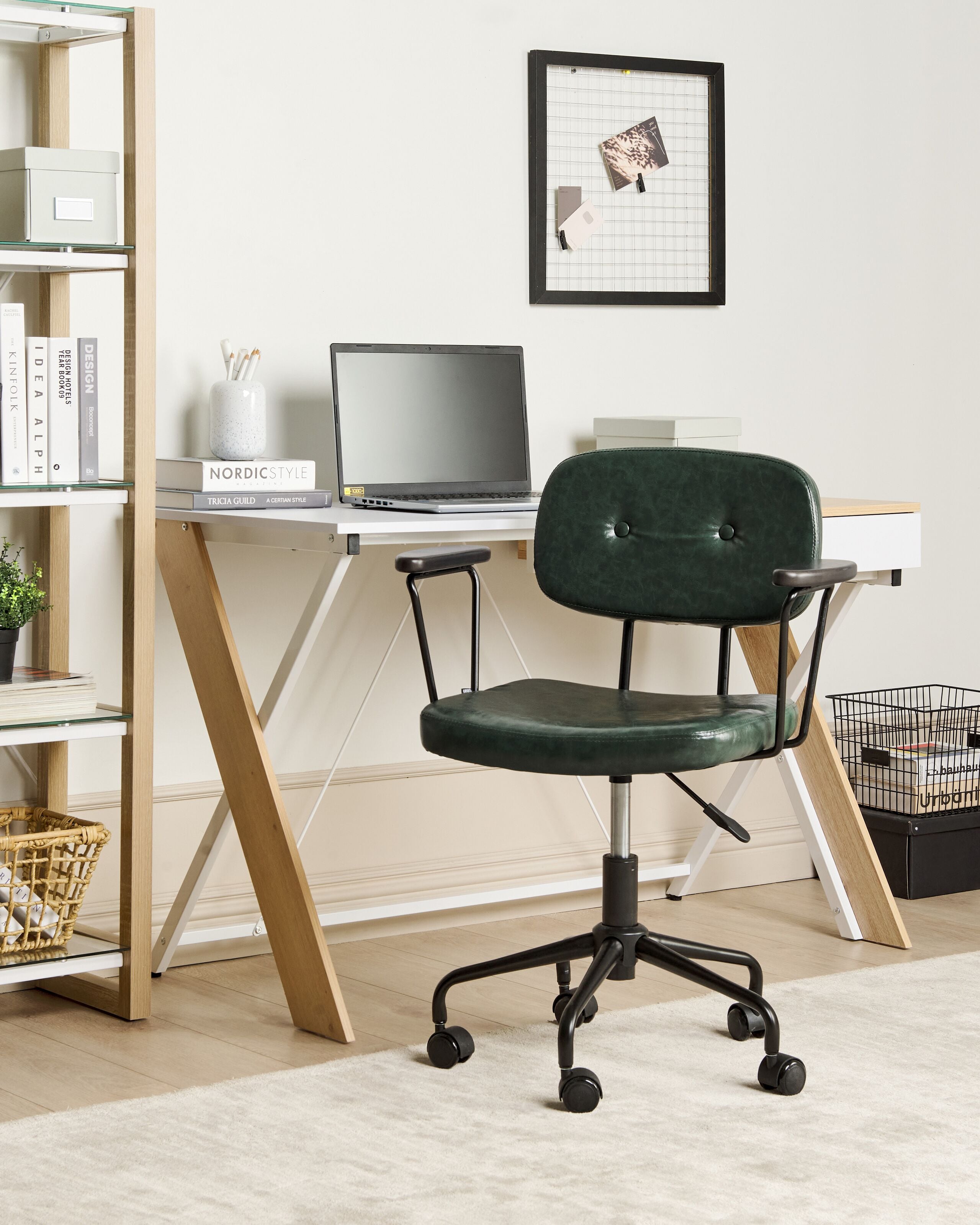 Scaun de birou - ALGERITA Office Chair Faux Leather Dark Green
