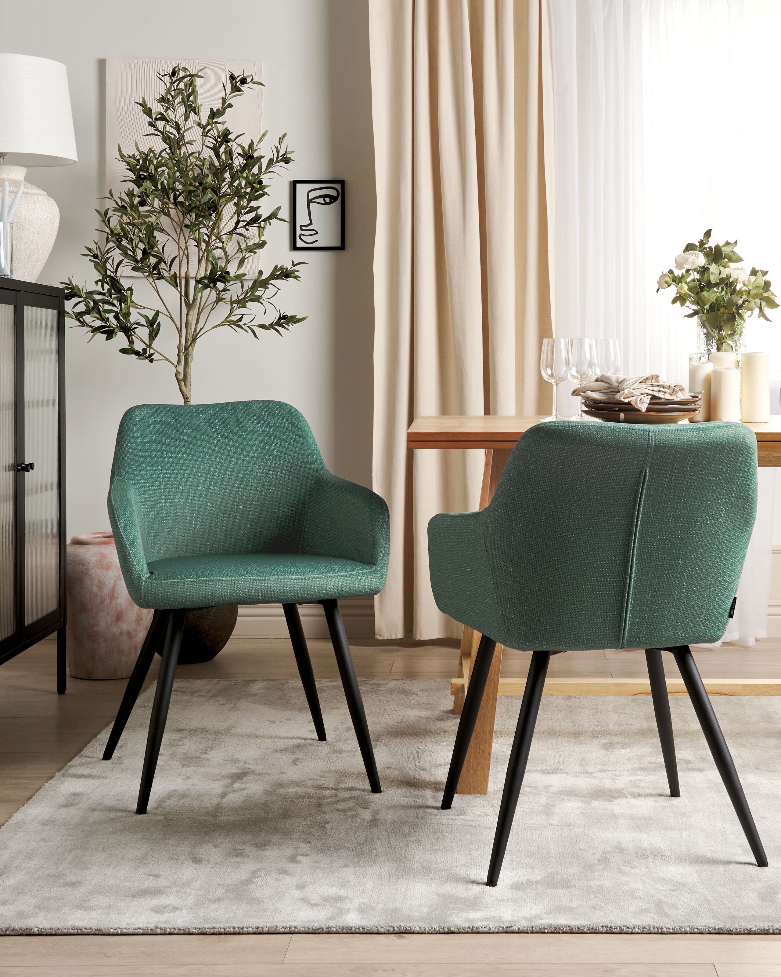 Scaun dining - Set of 2 dining chairs CASMALIA Velvet Dark Green