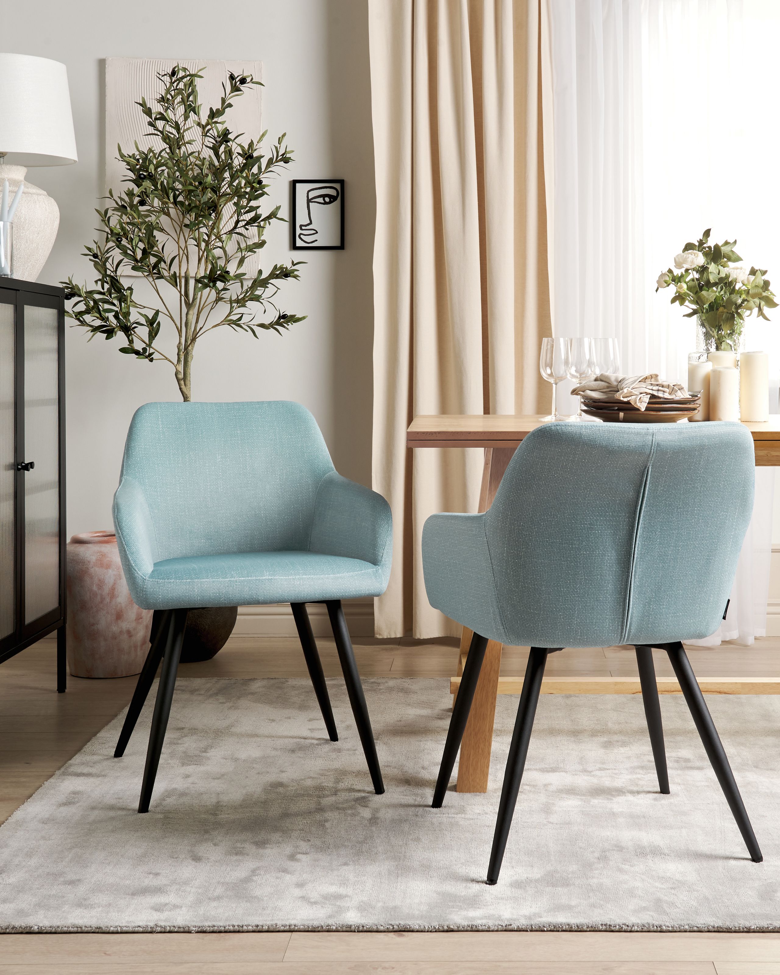 Scaun dining - Set of 2 Dining Chairs CASMALIA Velvet Light Blue