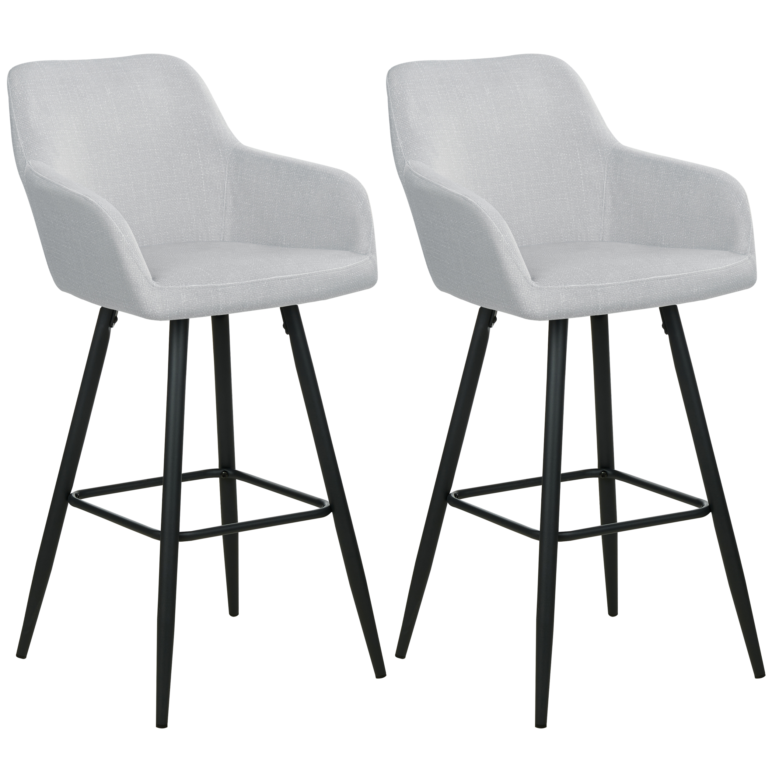 Set of 2 bar stools CASMALIA Velvet Light Grey [2]