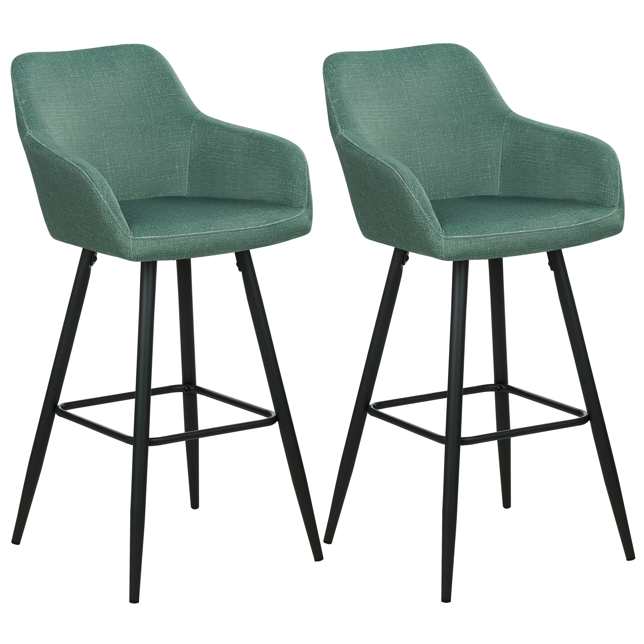 Set of 2 Bar Stools CASMALIA Velvet Dark Green [2]