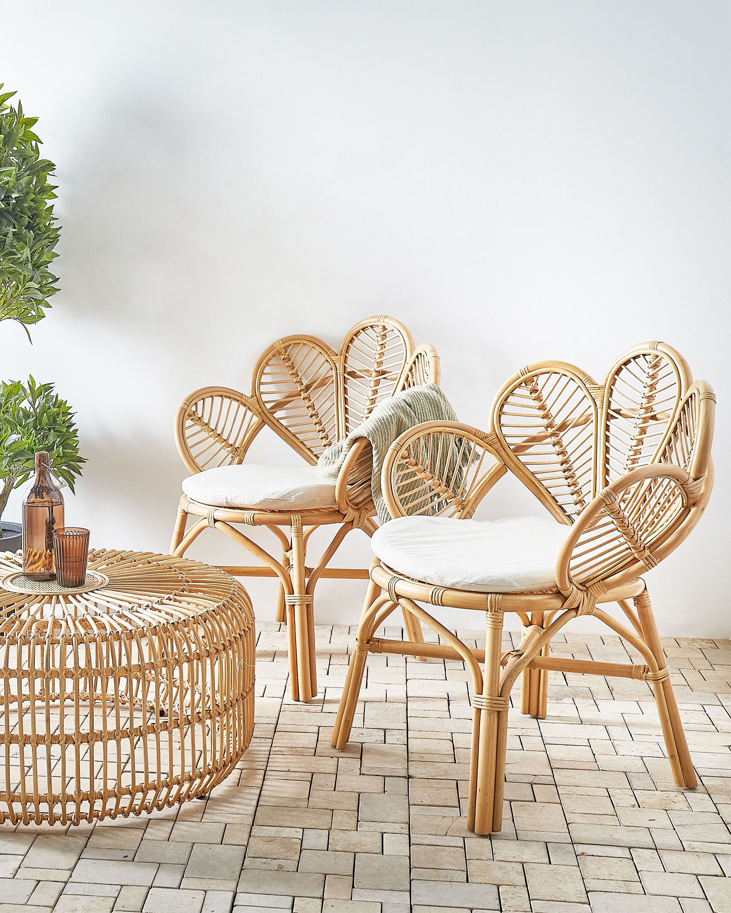 Armchairs - FLORENTINE II Peacock Chair Set of 2 Natural Rattan