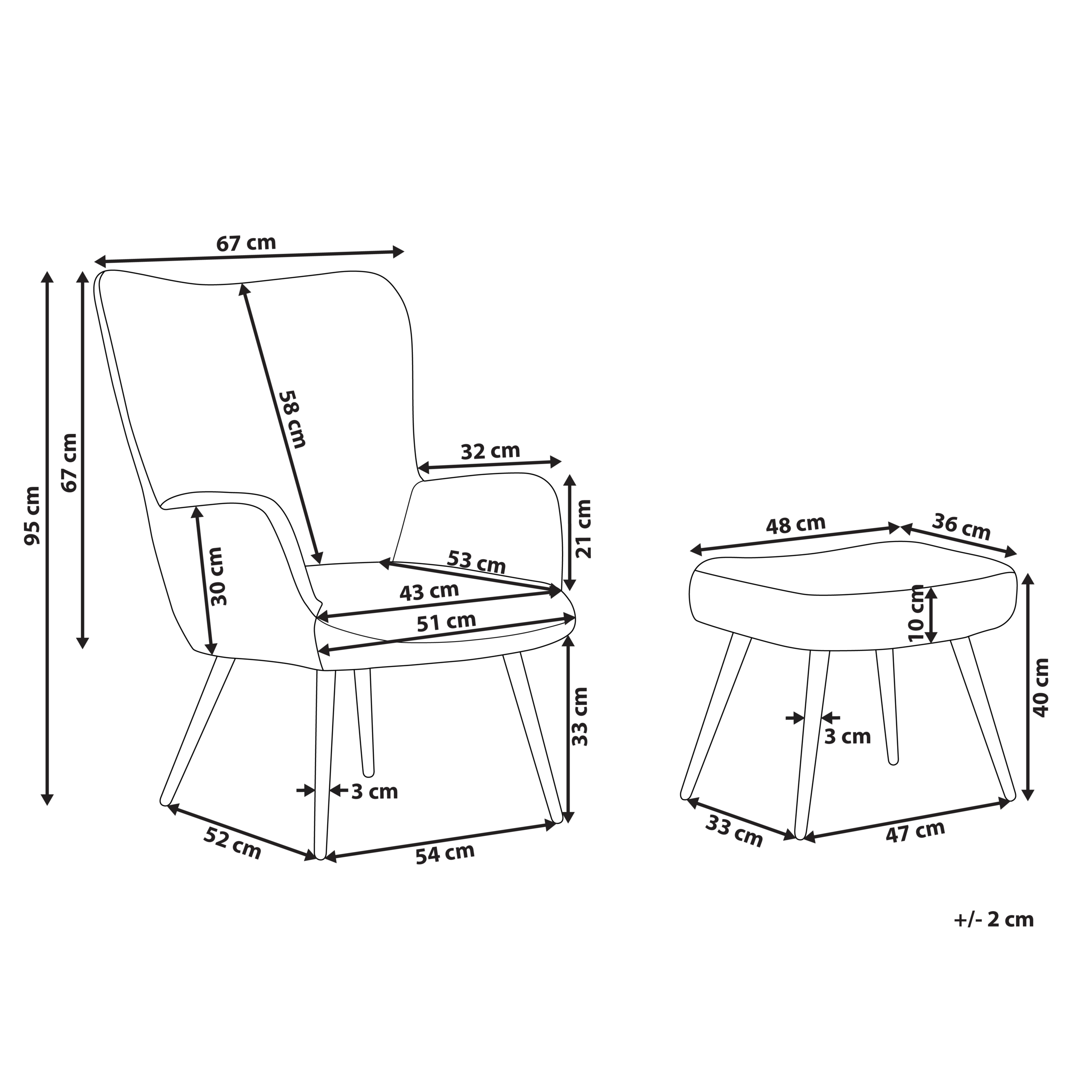 Fotoliu cu spătar înalt VEJLE cu taburet Boucle Alb-murdar [3]