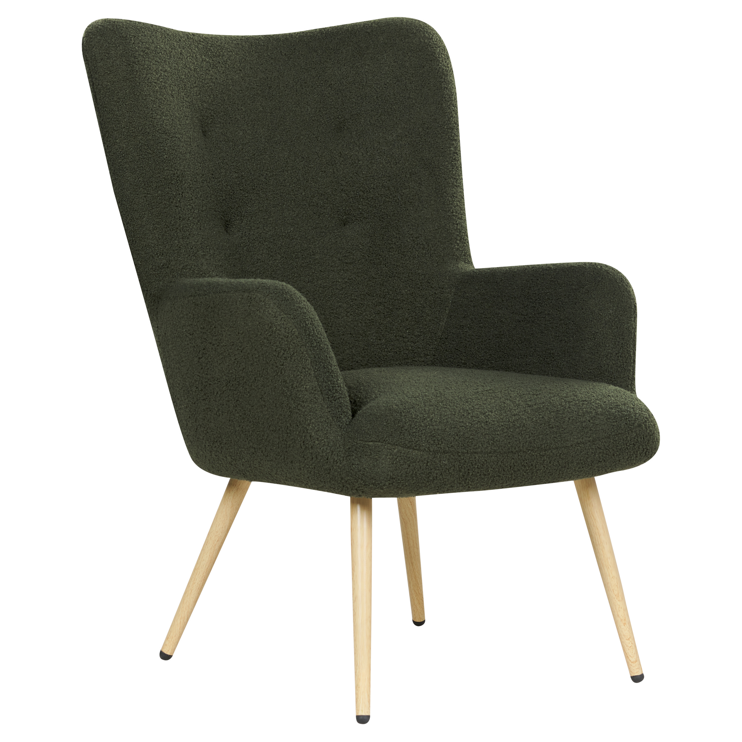 VEJLE High Back Armchair with Boucle Stool Dark Green [4]