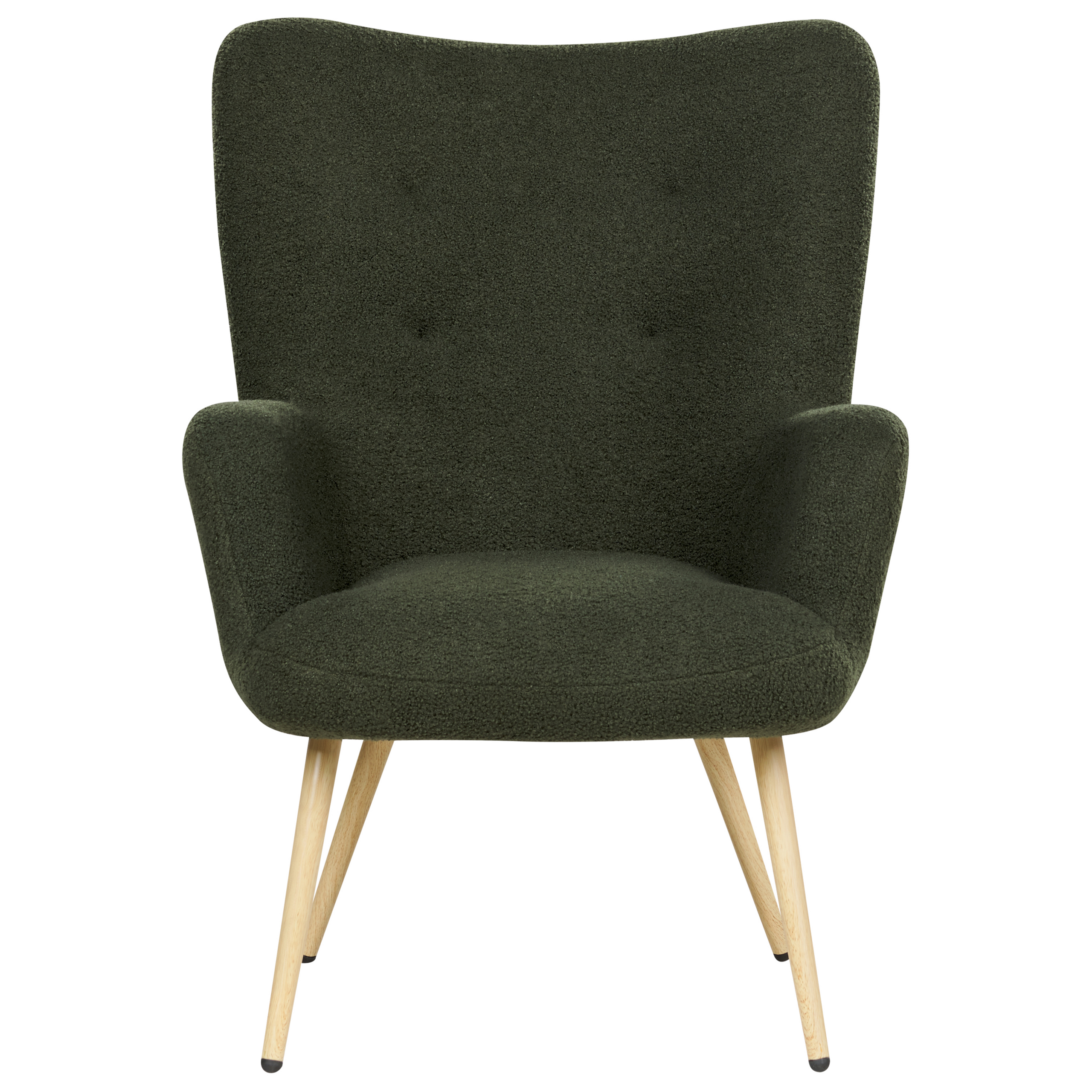 VEJLE High Back Armchair with Boucle Stool Dark Green [5]