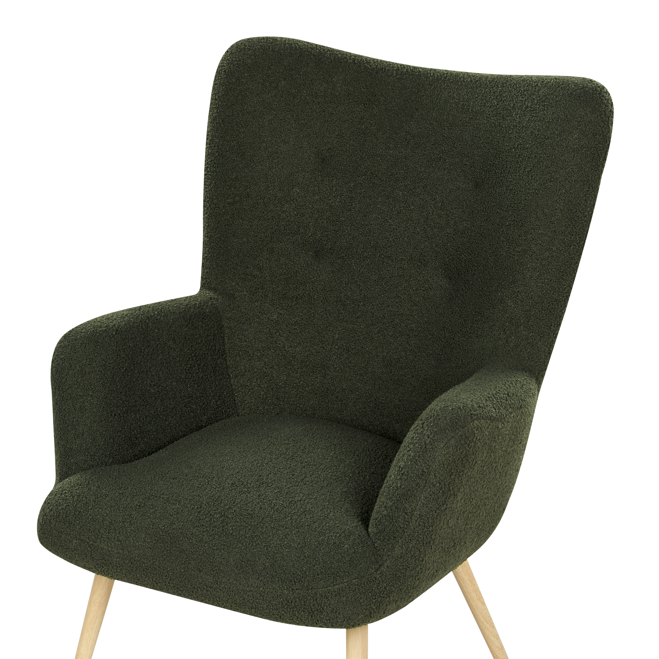 VEJLE High Back Armchair with Boucle Stool Dark Green [9]