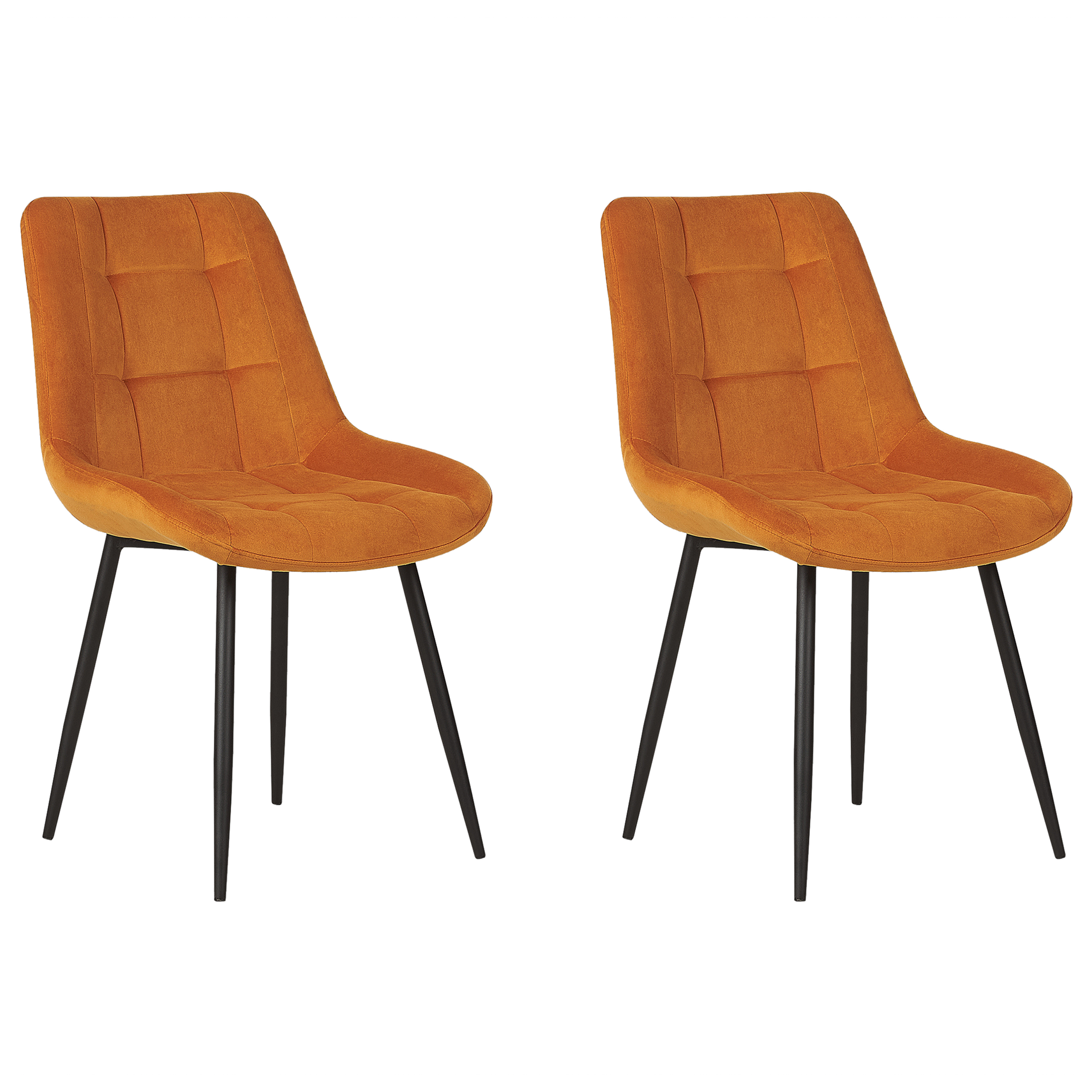 Set of 2 MELROSE dining chairs Orange velvet [2]