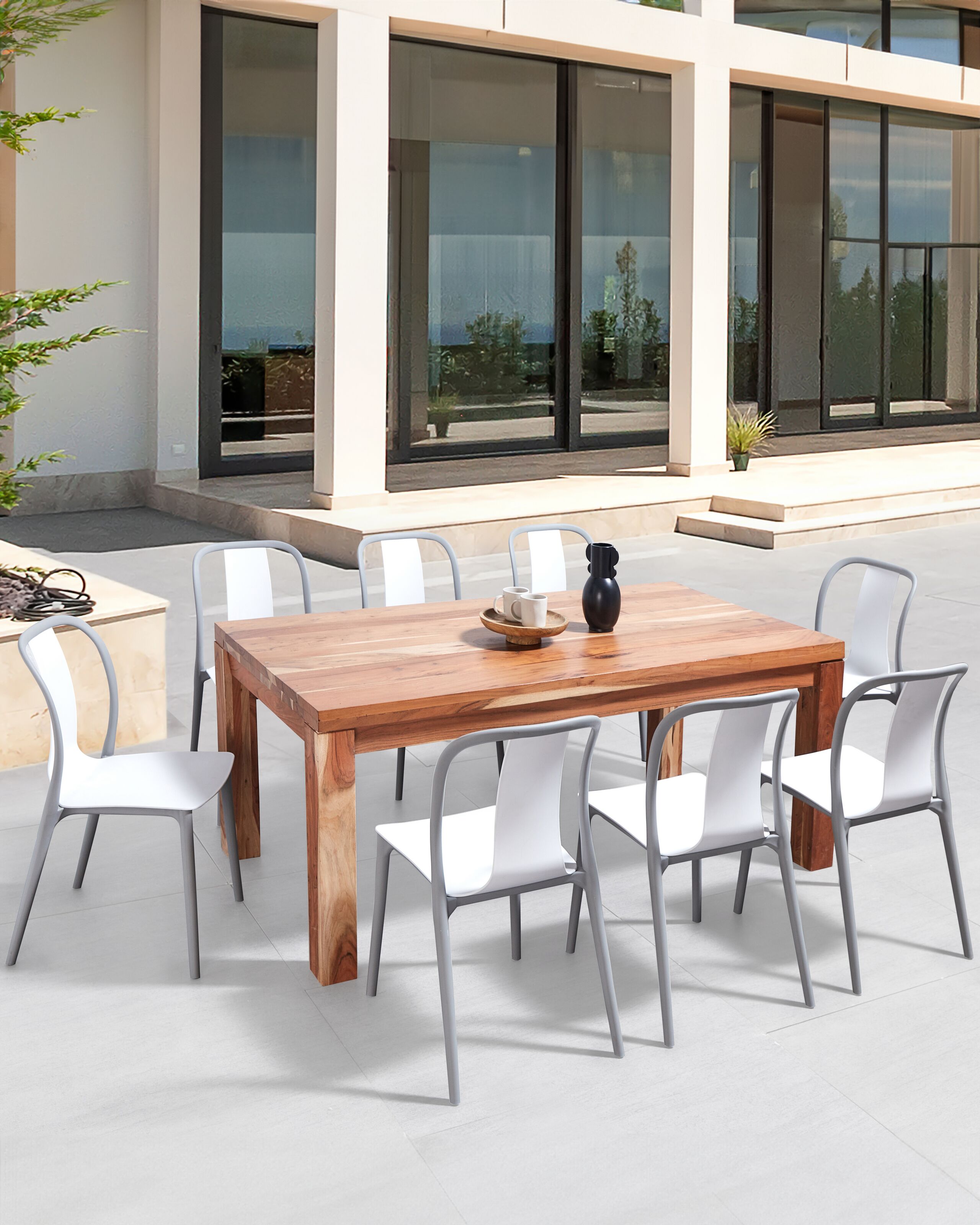 Scaun dining - Set de 8 scaune de grădină SPEZIA Alb