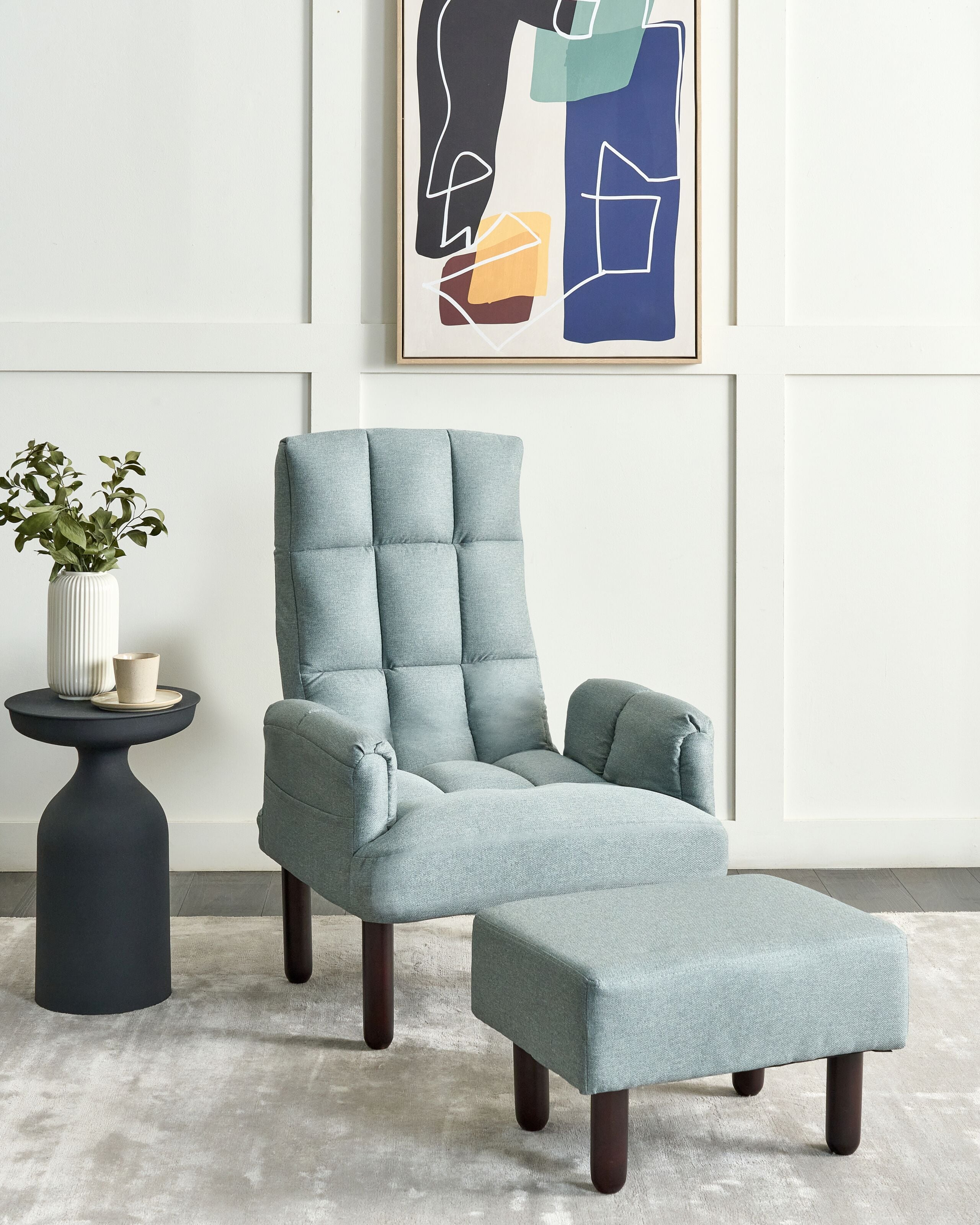 Fotoliu - Fotoliu cu recliner OLAND cu taburet In sintetic Verde mentă