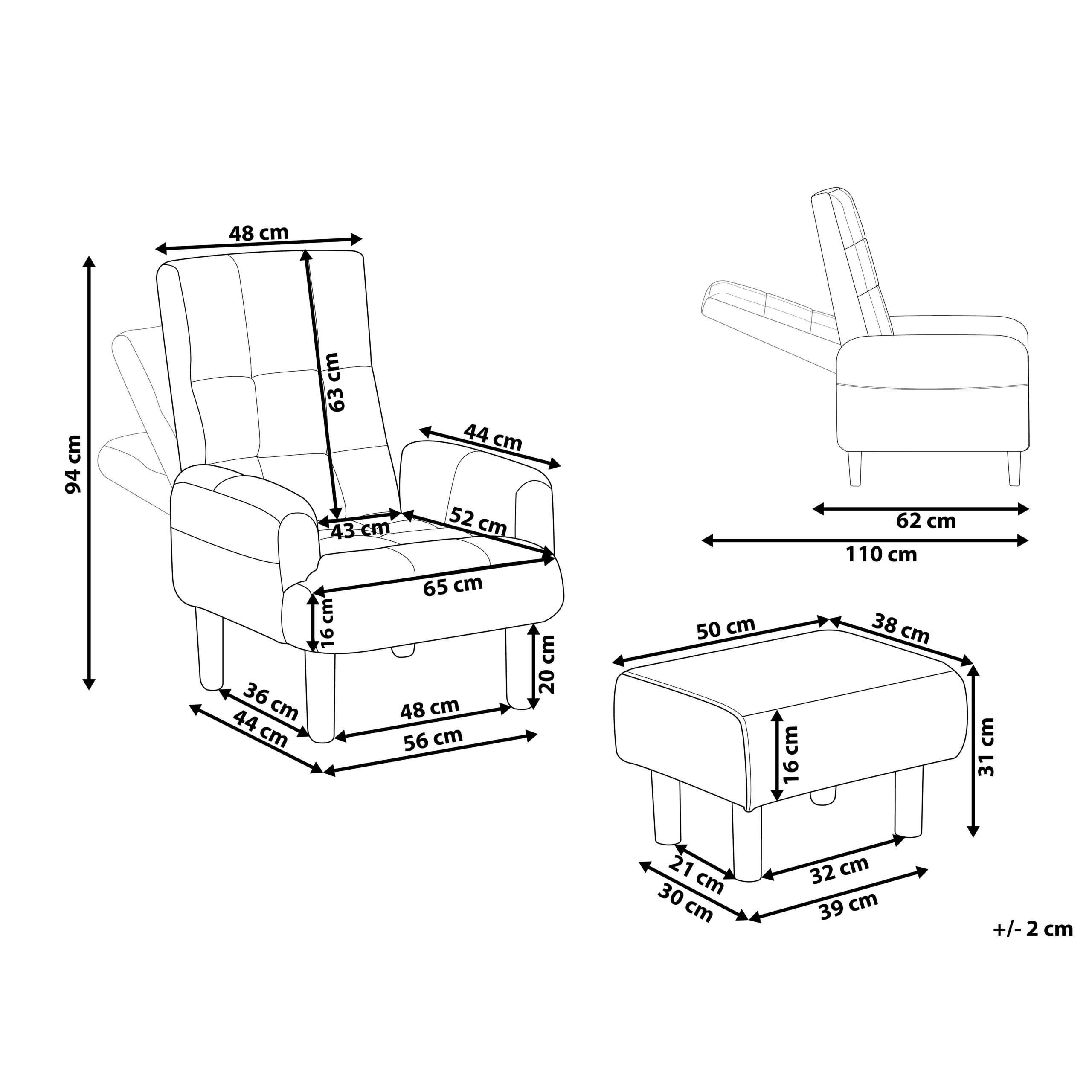 Fotoliu cu recliner OLAND cu taburet In sintetic Verde mentă [3]