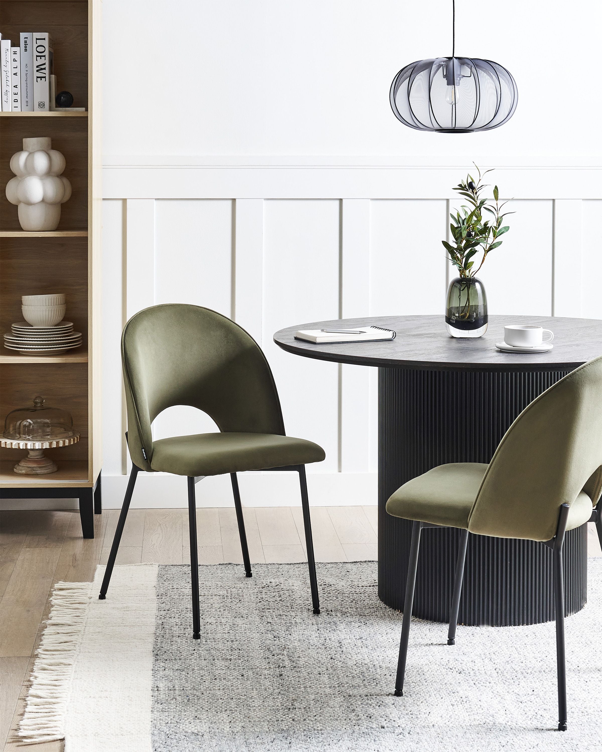 Scaun dining - Set of 2 dining chairs COVELO Velvet Dark Green